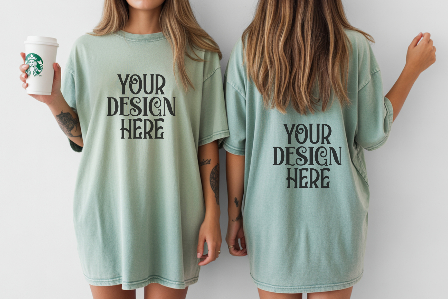 Comfort Colors 1717 Chalky Mint Front & back T shirt mockups product image 1