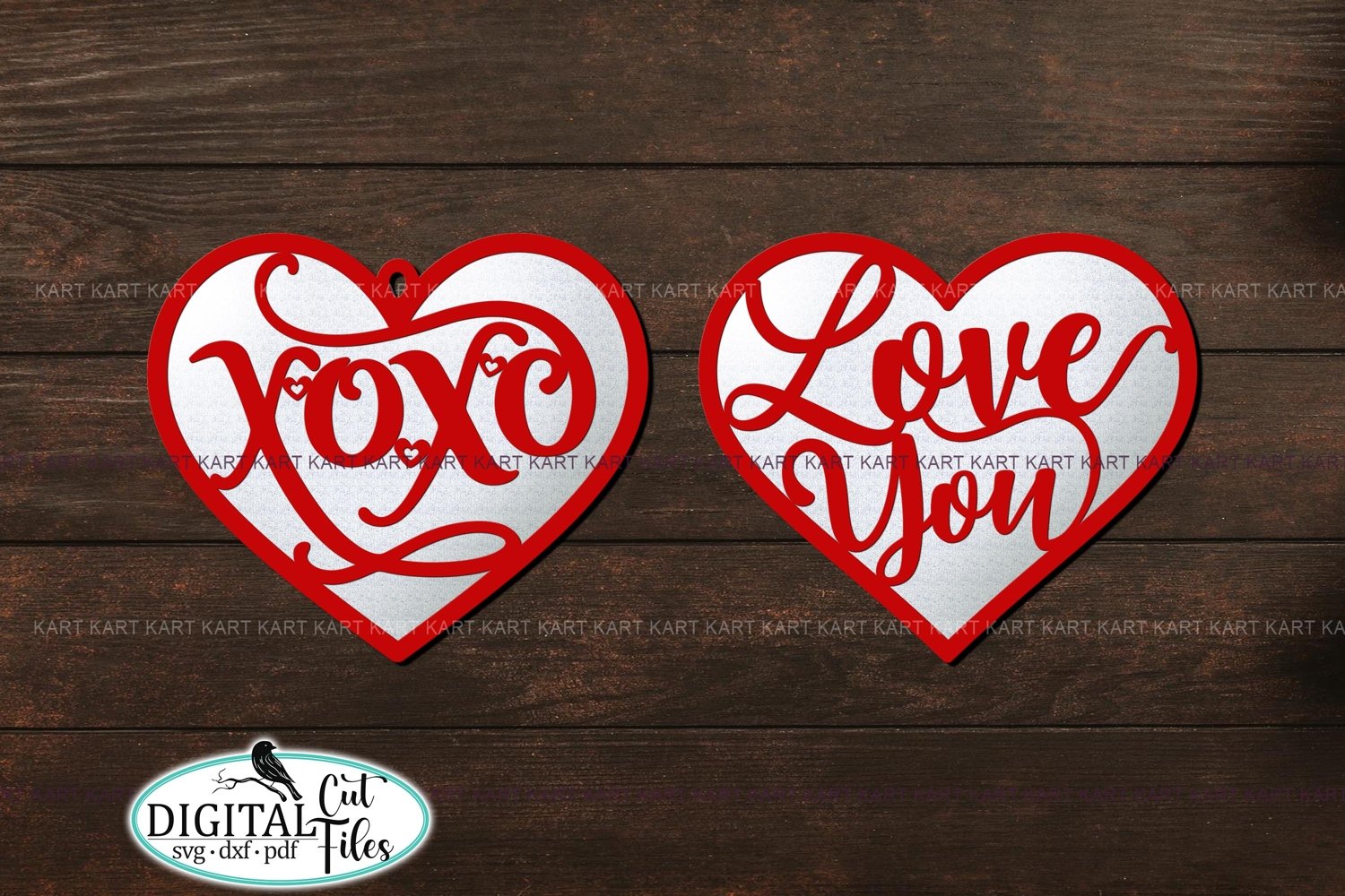 Heart ornament svg CUT FILE Love You Xo Xo Laser cut svg - Design