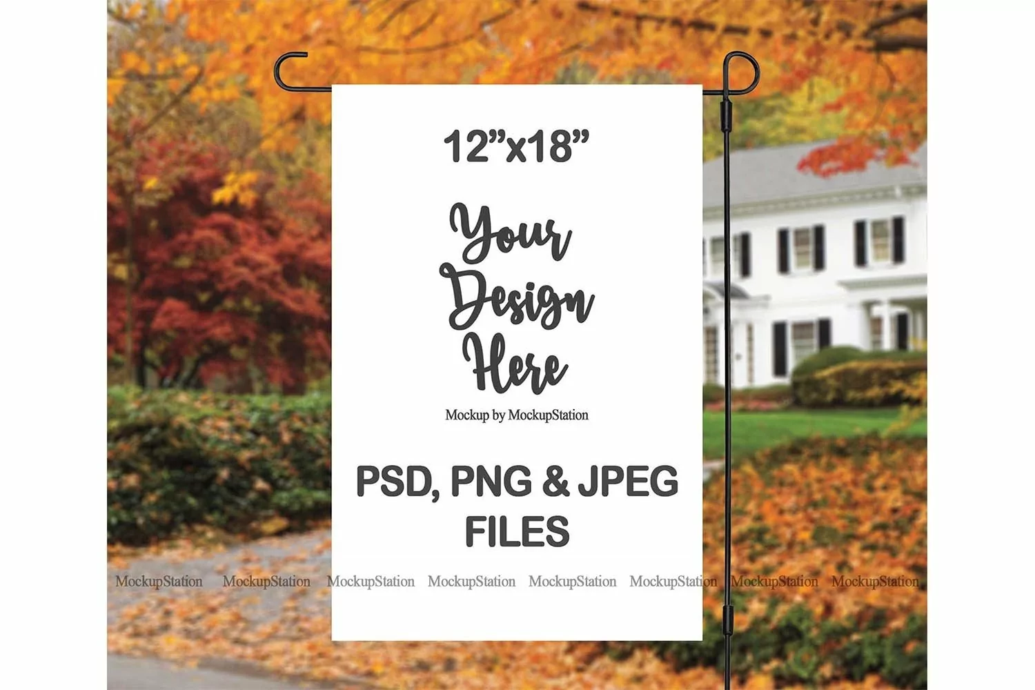 Fall Garden Flag Mockup PSD File, Autumn Flag Mock Up product image 1