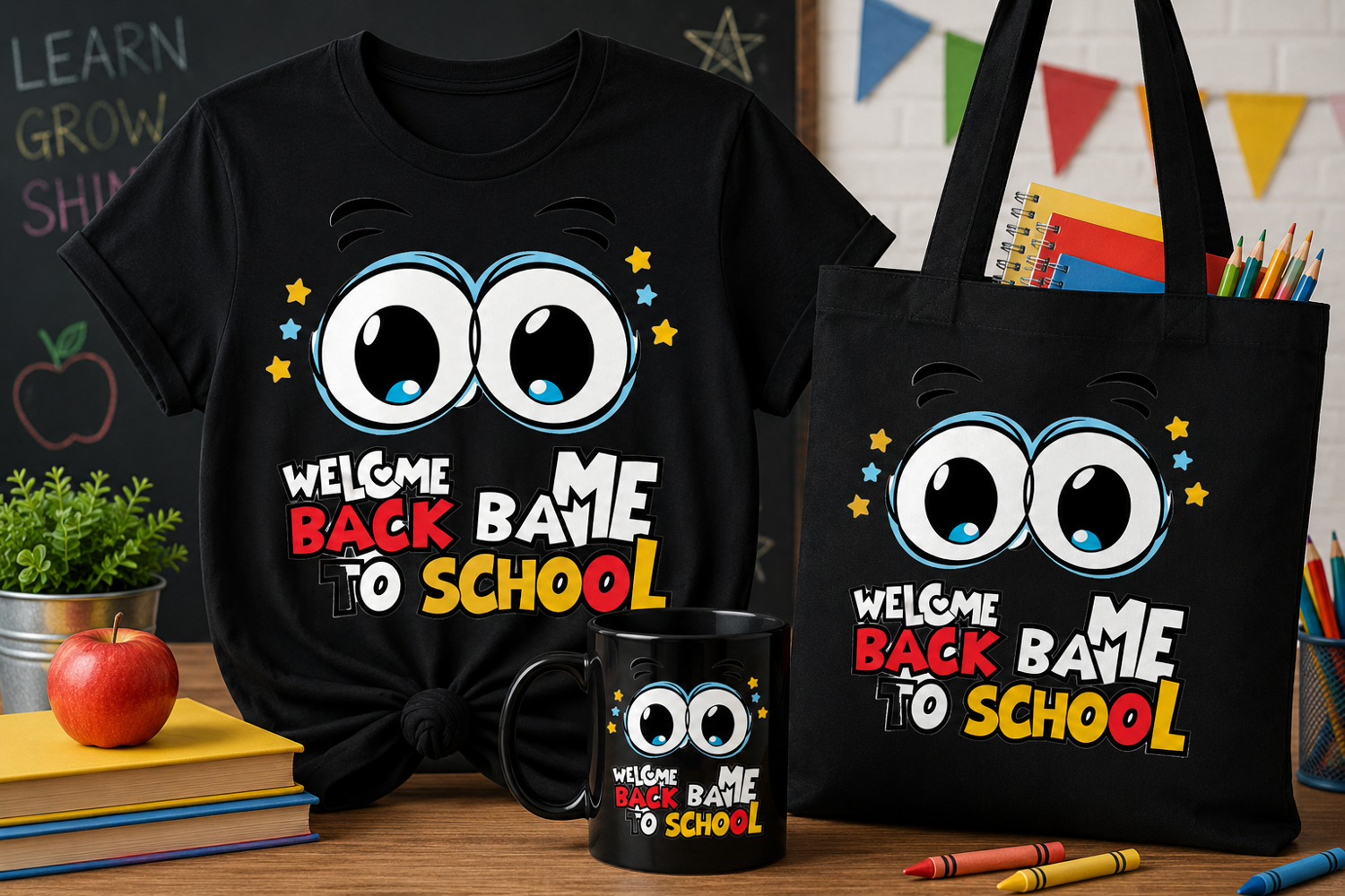 Welcome Back to School PNG, Cute Eyes Teacher Design product image 1