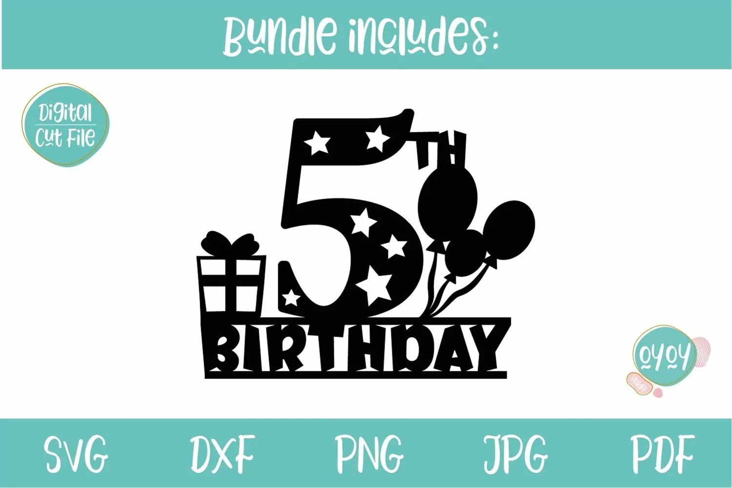 5th Birthday Cake Topper SVG Number SVG