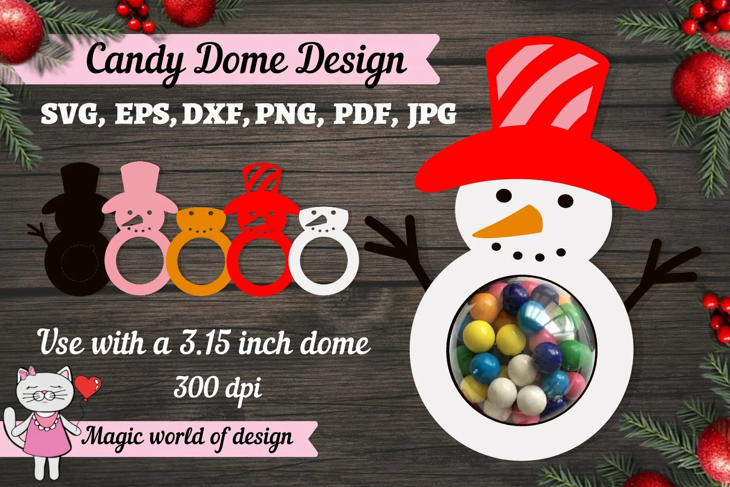 Christmas snowman candy dome ornaments svg, candy holder svg product image 1