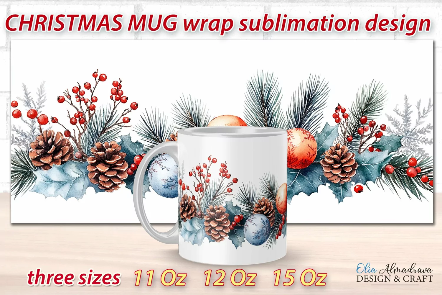 Christmas Mug Sublimation Template| Mug Wrap Cricut design product image 1