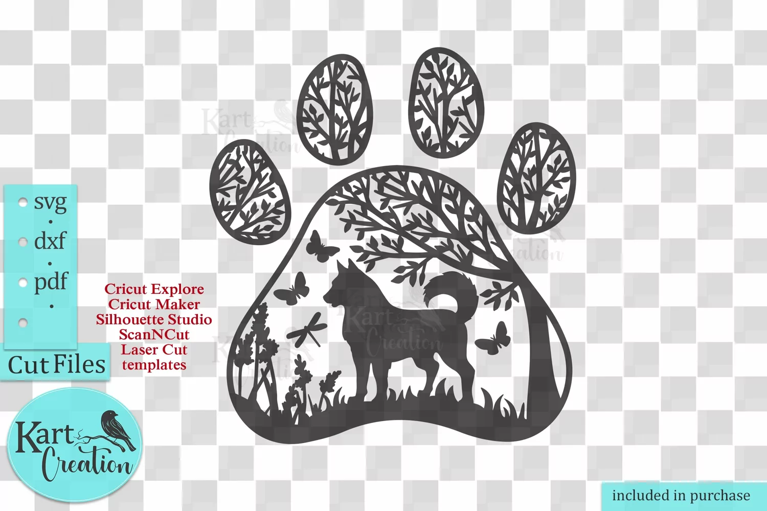 Husky dog Paw round sign svg dxf pdf cut out file product image 1