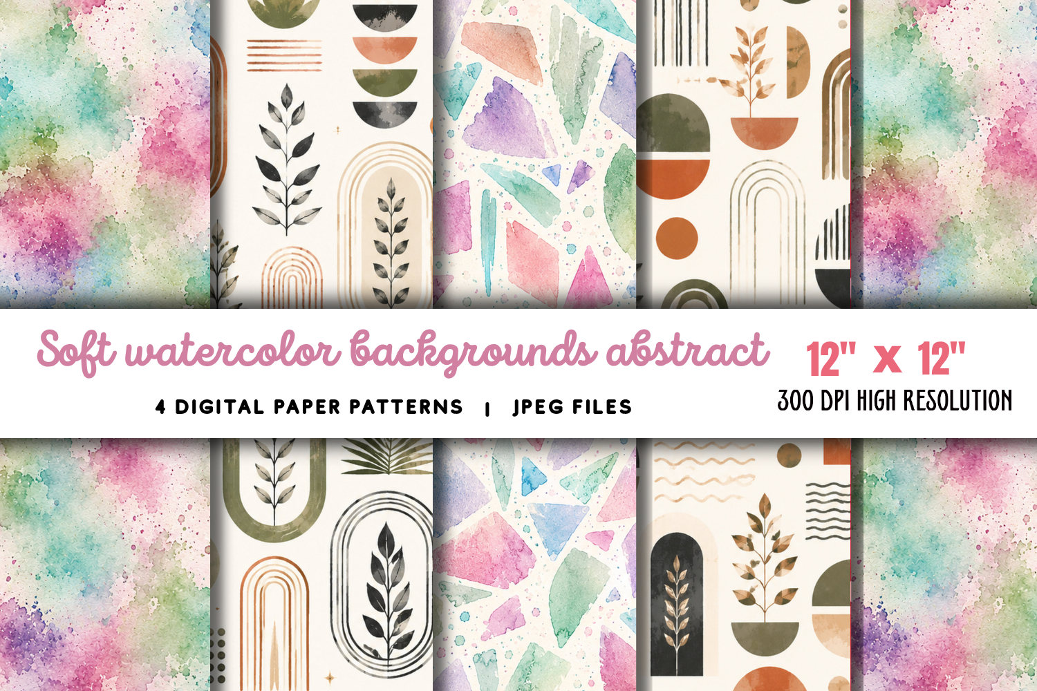 Soft Watercolor Backgrounds Abstract JPG product image 1