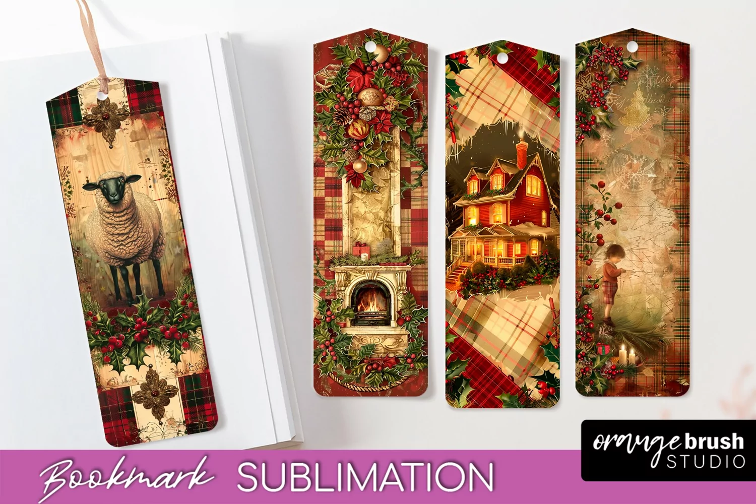 Vintage Christmas Bookmark - Retro Christmas Bookmarks PNG product image 1