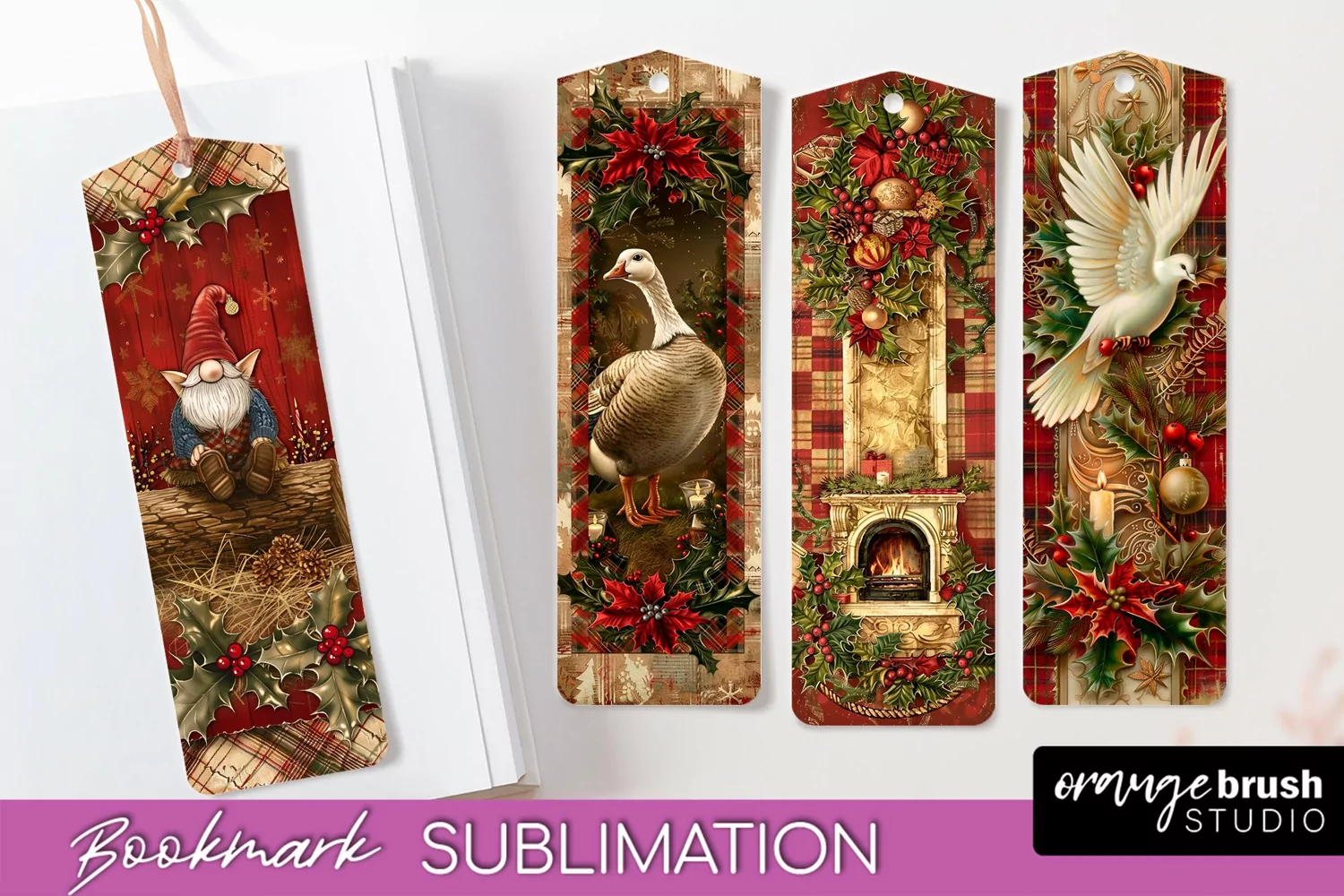 Vintage Christmas Bookmark - Retro Christmas Bookmarks PNG product image 1