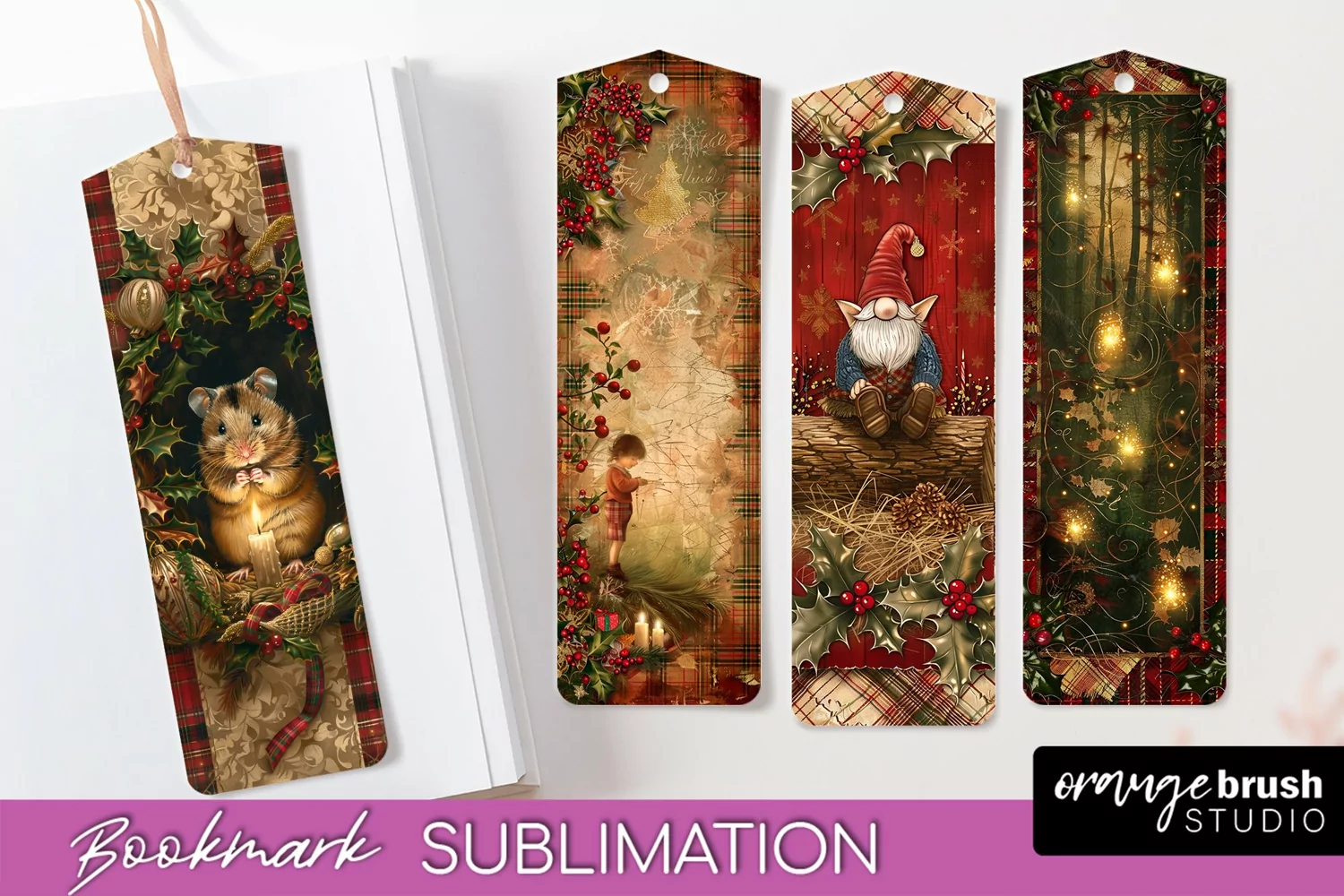 Vintage Christmas Bookmark - Retro Christmas Bookmarks PNG product image 1
