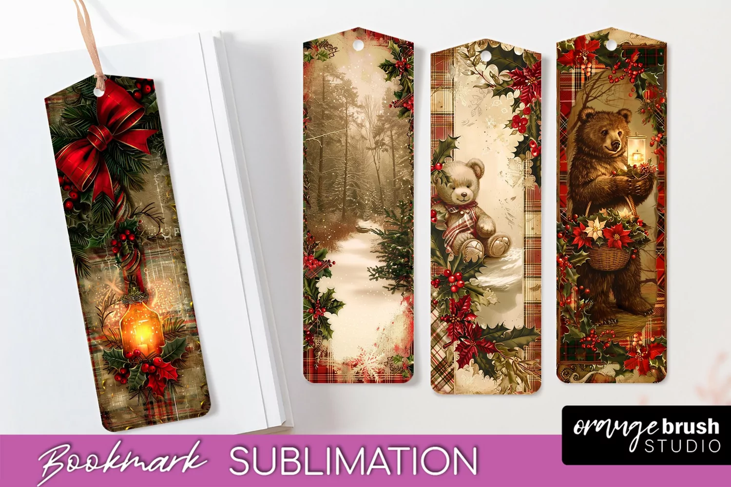 Vintage Christmas Bookmark - Retro Christmas Bookmarks PNG product image 1