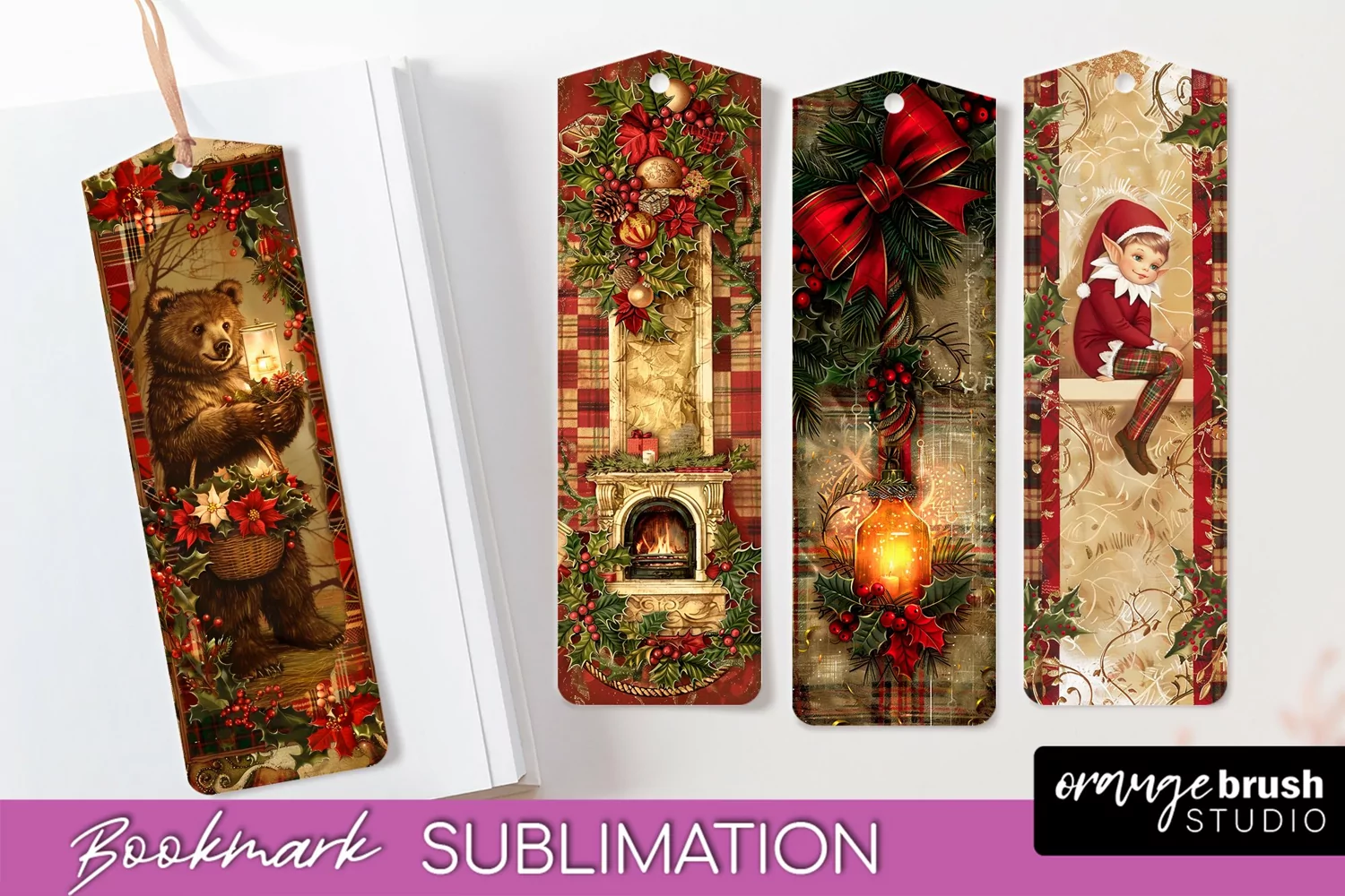 Vintage Christmas Bookmark - Retro Christmas Bookmarks PNG product image 1