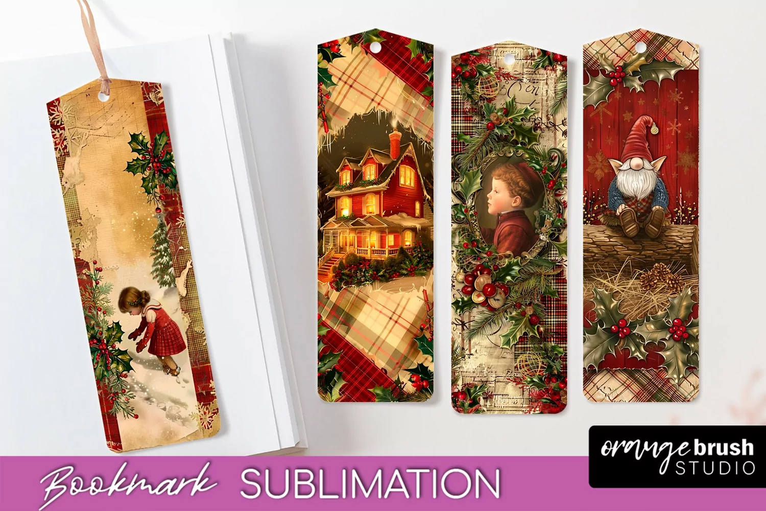 Vintage Christmas Bookmark - Retro Christmas Bookmarks PNG product image 1