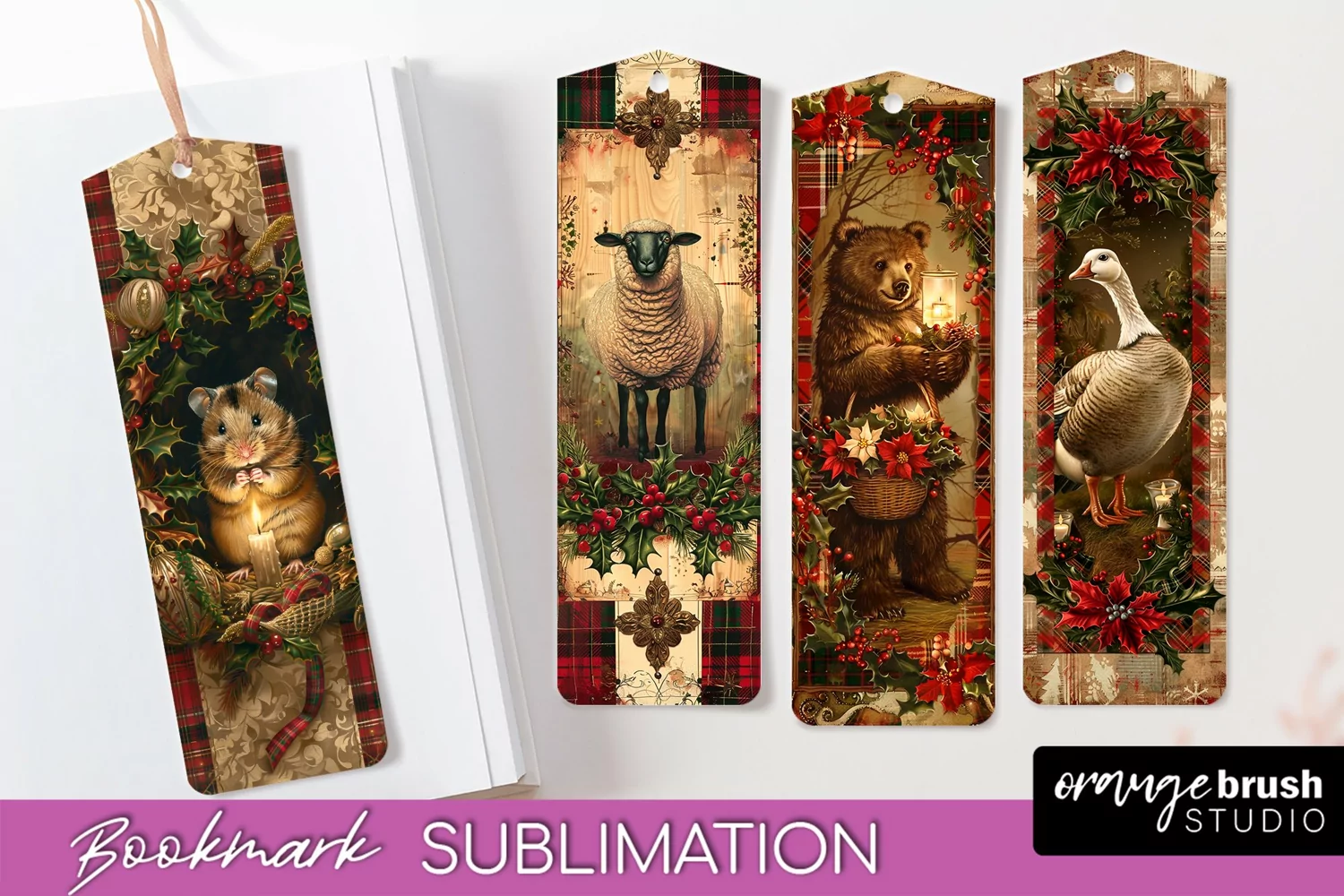 Vintage Christmas Bookmark - Retro Christmas Bookmarks PNG product image 1
