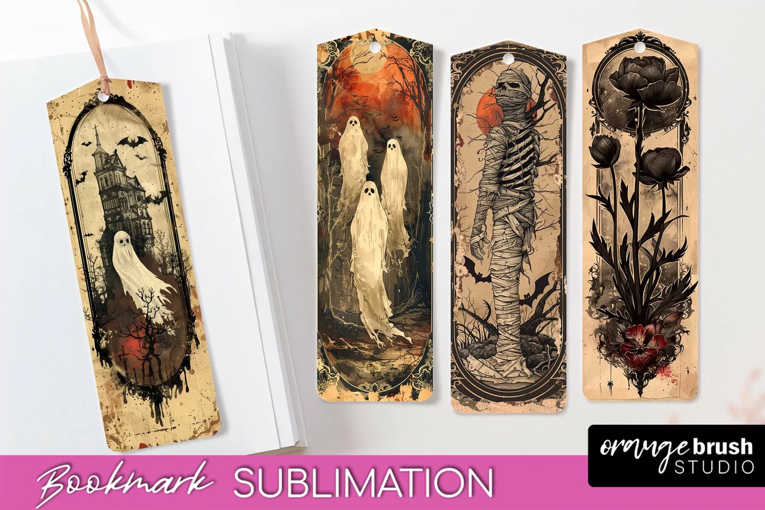 Vintage Halloween Bookmark - Printable Scrapbook Bookmarks product image 1