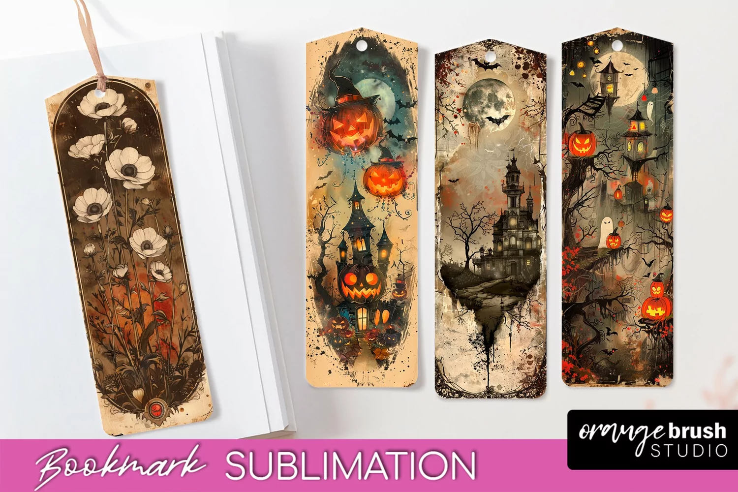 Vintage Halloween Bookmark - Printable Scrapbook Bookmarks product image 1