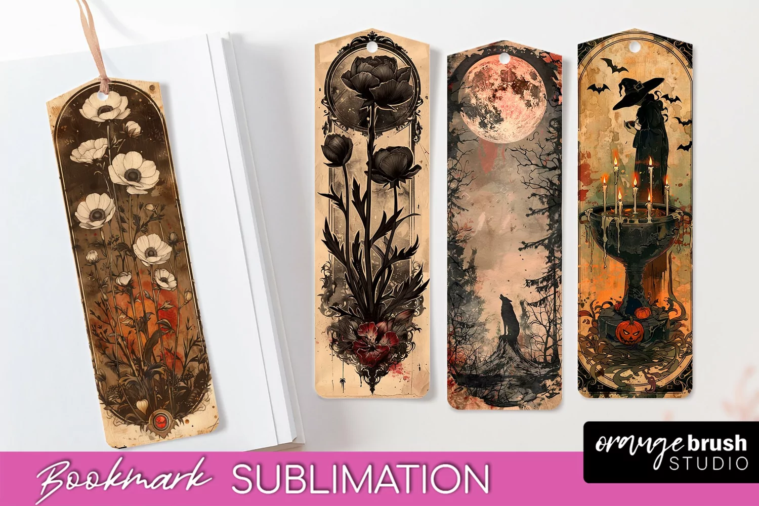 Vintage Halloween Bookmark - Printable Scrapbook Bookmarks product image 1