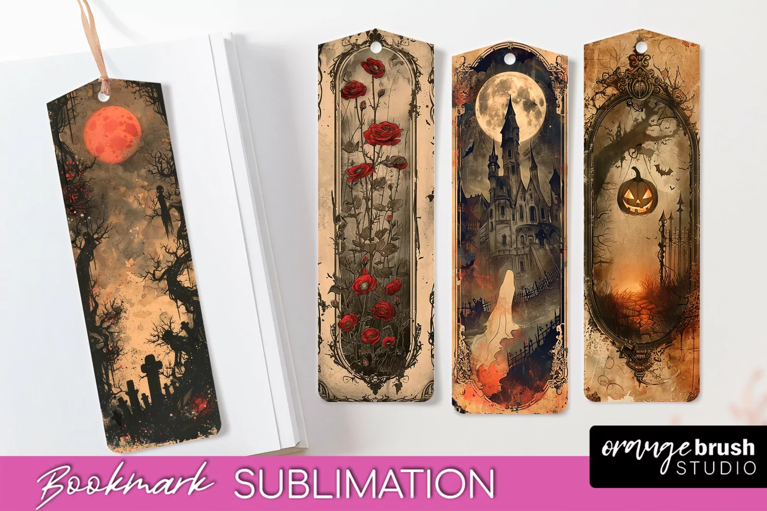 Vintage Halloween Bookmark - Printable Scrapbook Bookmarks product image 1