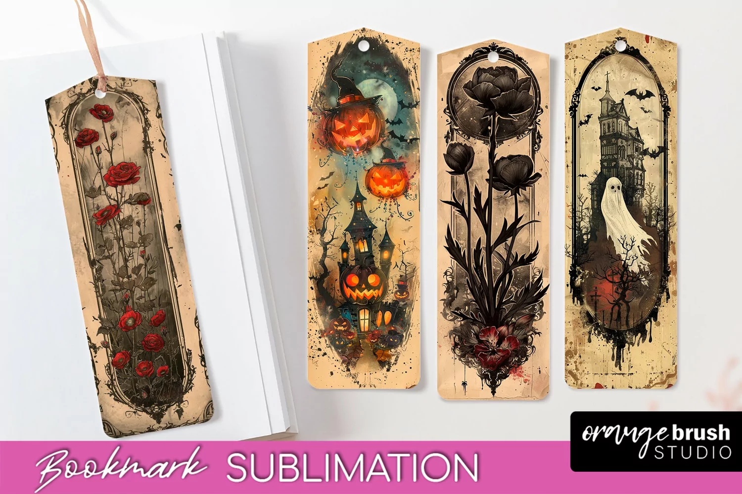 Vintage Halloween Bookmark - Printable Scrapbook Bookmarks product image 1