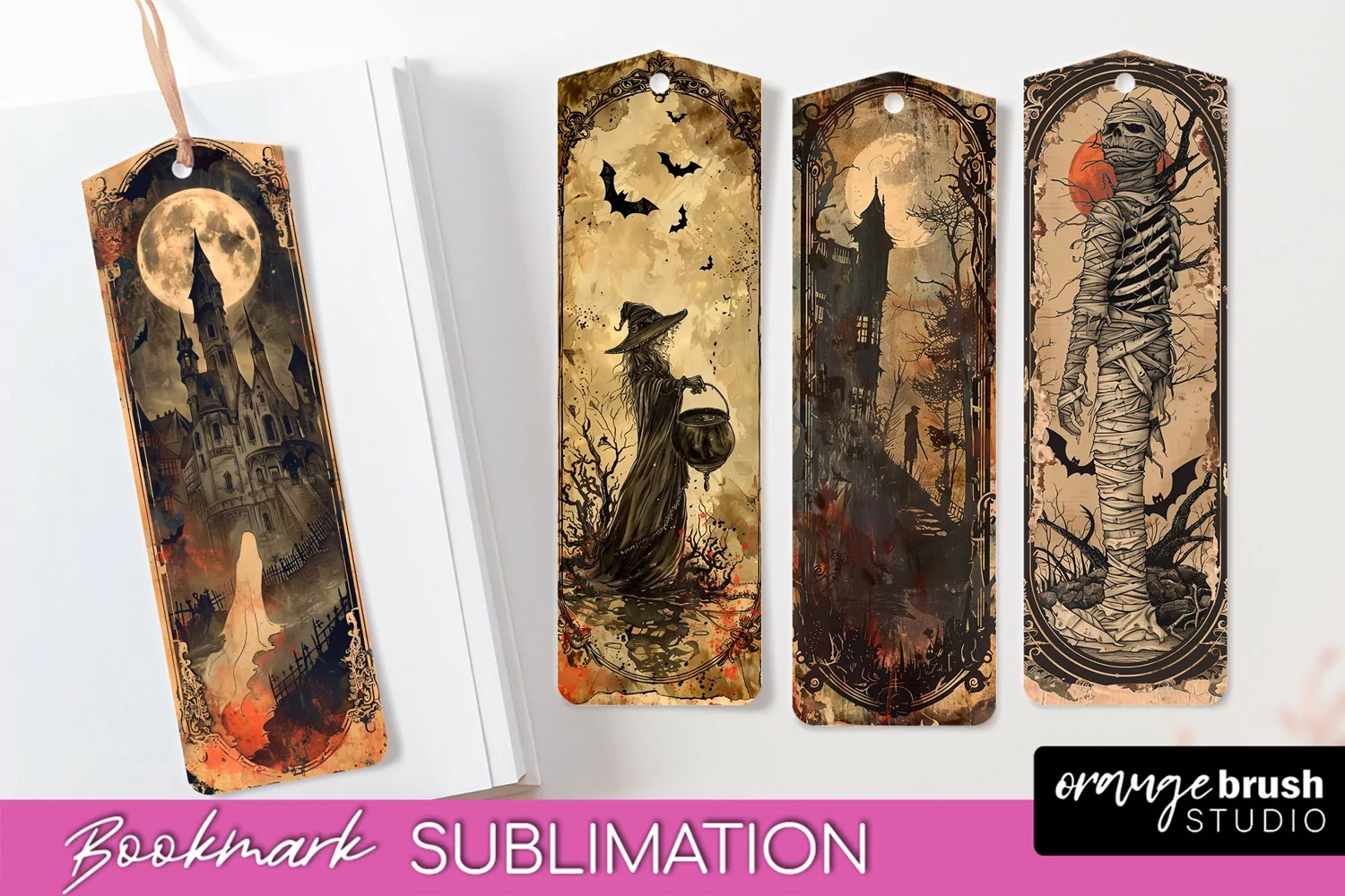 Vintage Halloween Bookmark - Printable Scrapbook Bookmarks product image 1
