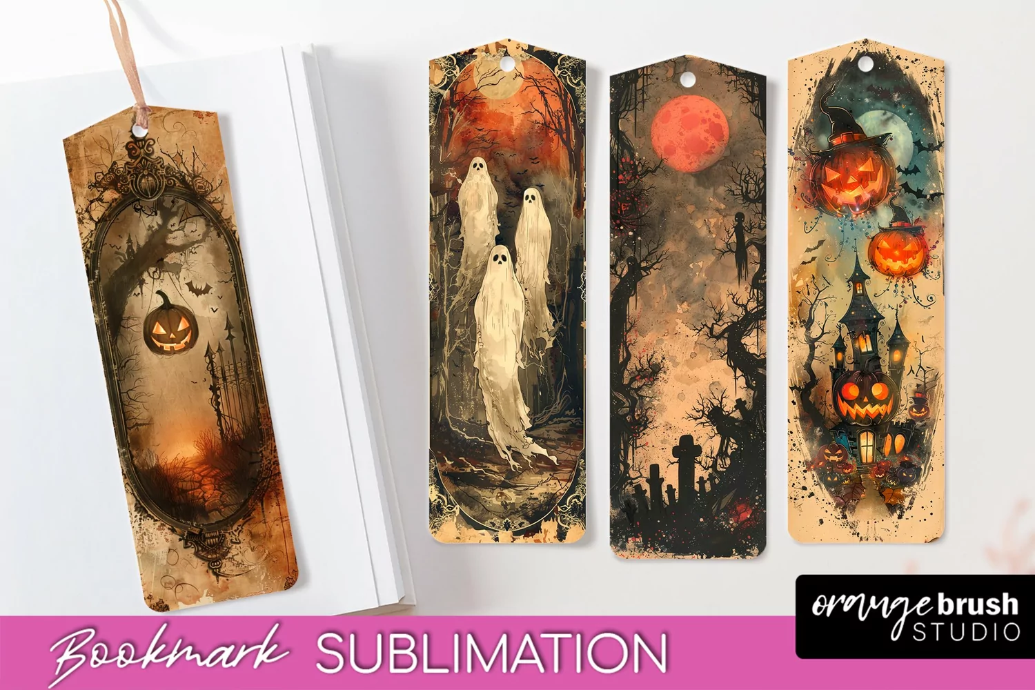 Vintage Halloween Bookmark - Printable Scrapbook Bookmarks product image 1