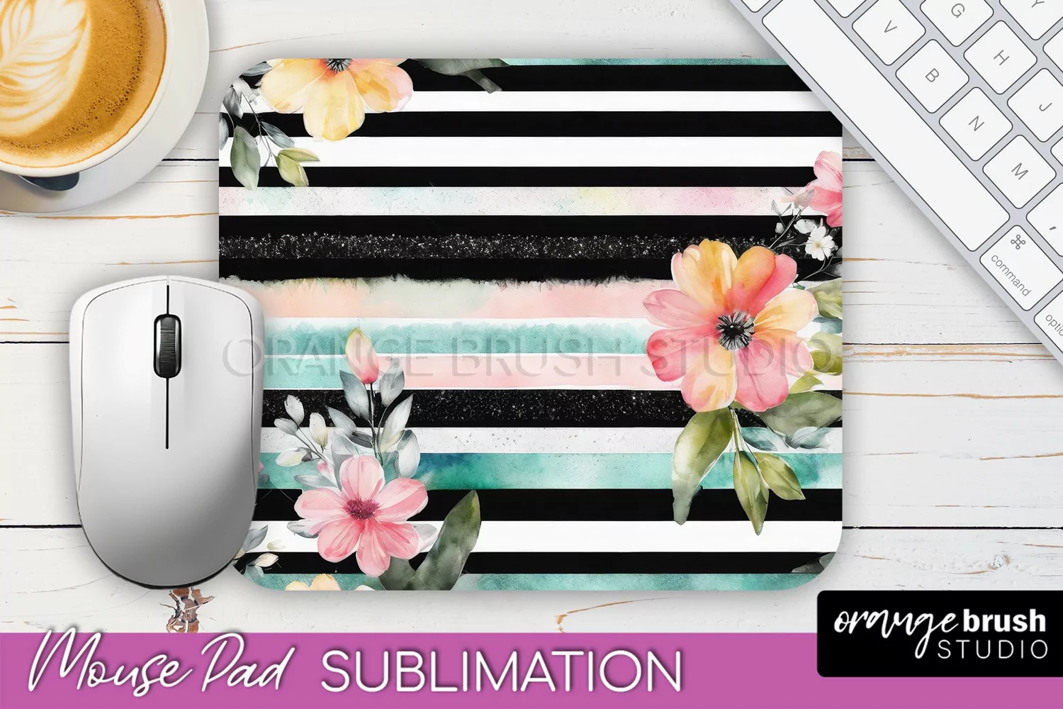 Floral Mouse Pad PNG - Pink Flowers Mousepad Sublimation product image 1