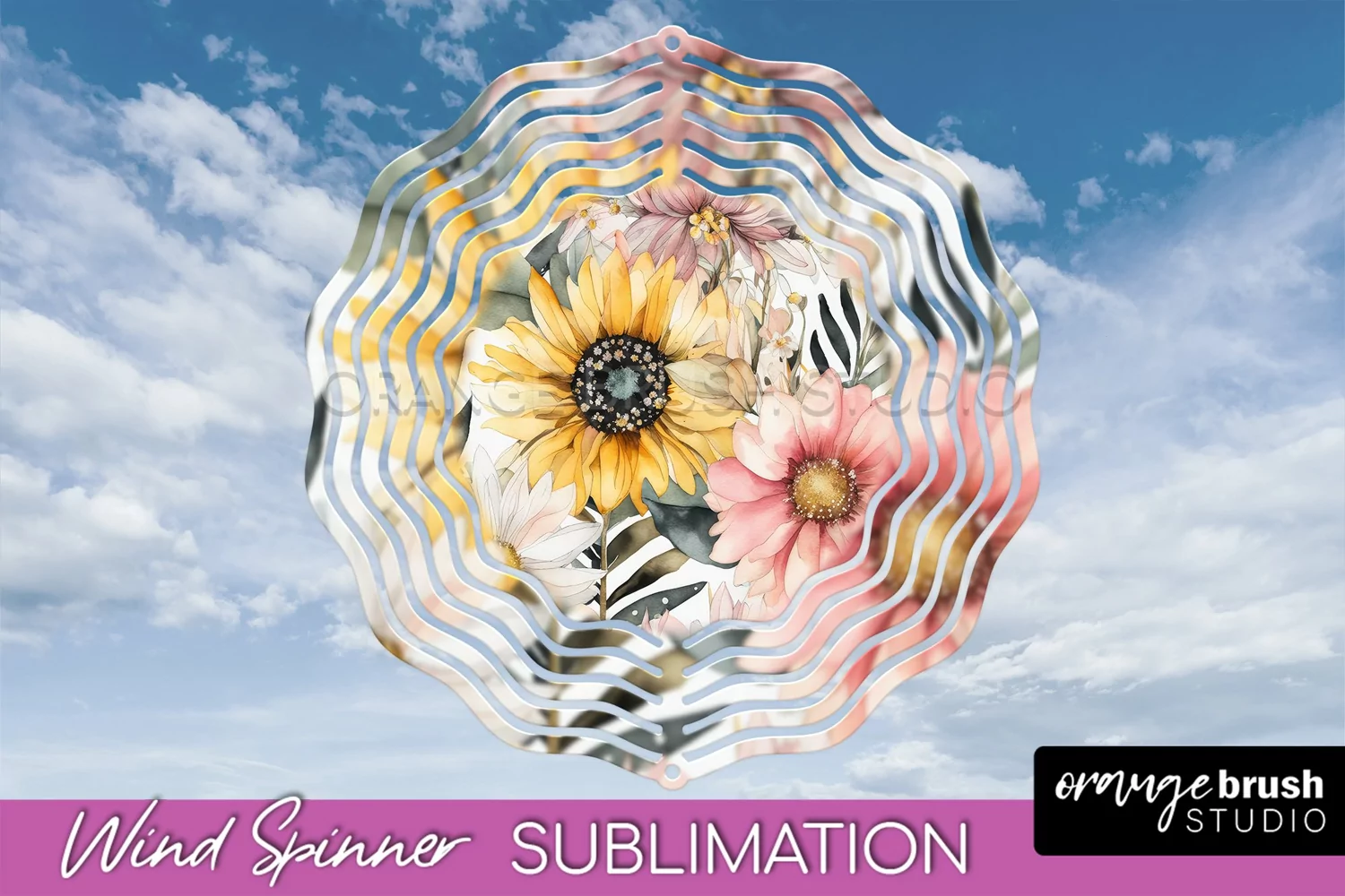Pink Flowers Wind Spinner - Summer Wind Spinner Sublimation product image 1