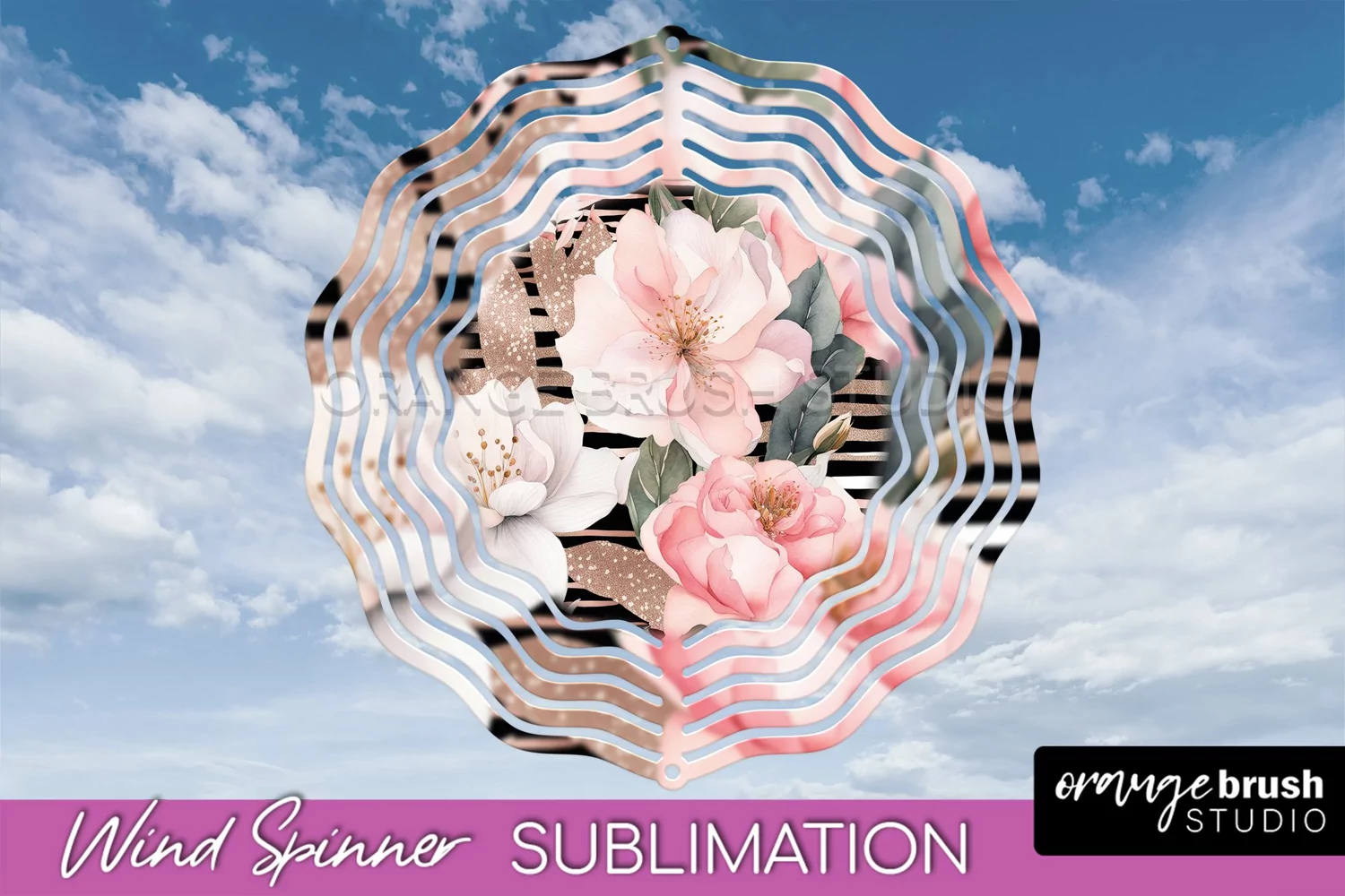 Pink Flowers Wind Spinner - Summer Wind Spinner Sublimation product image 1