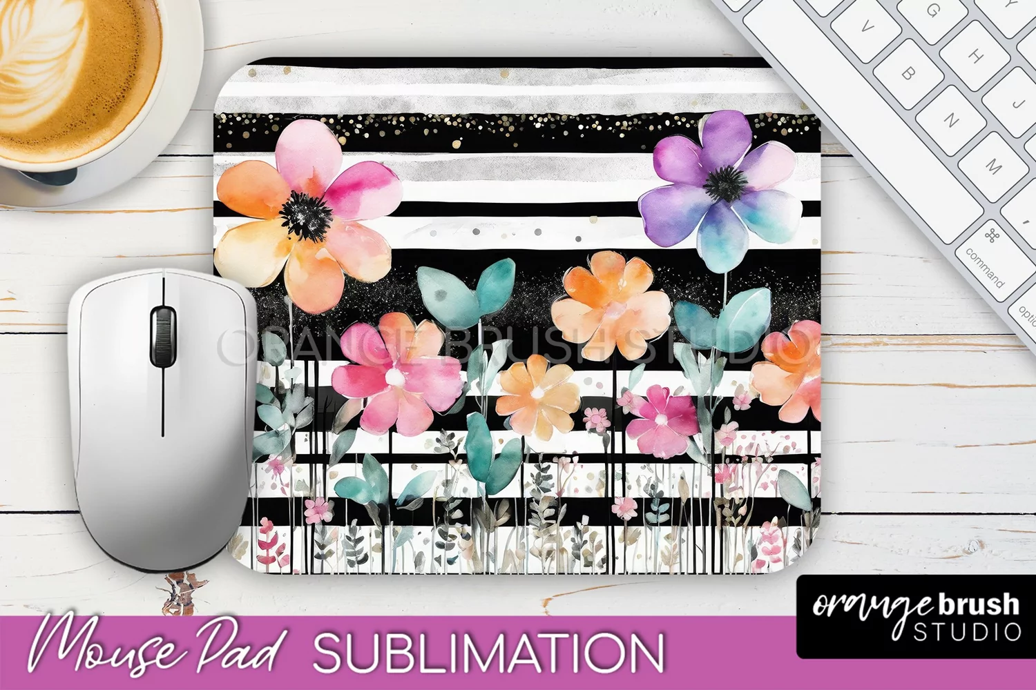 Floral Mouse Pad PNG - Pink Flowers Mousepad Sublimation product image 1