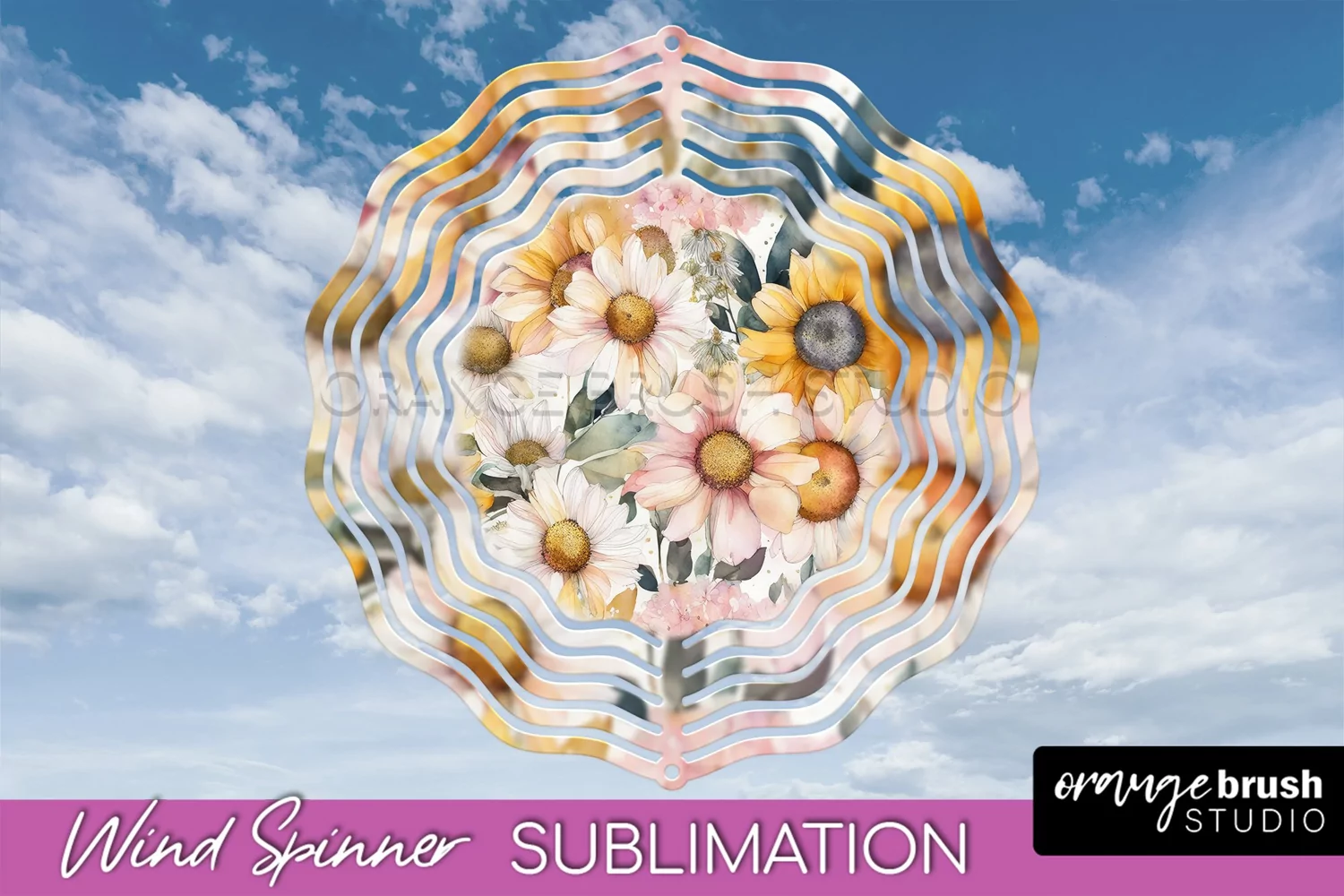 Pink Flowers Wind Spinner - Summer Wind Spinner Sublimation product image 1
