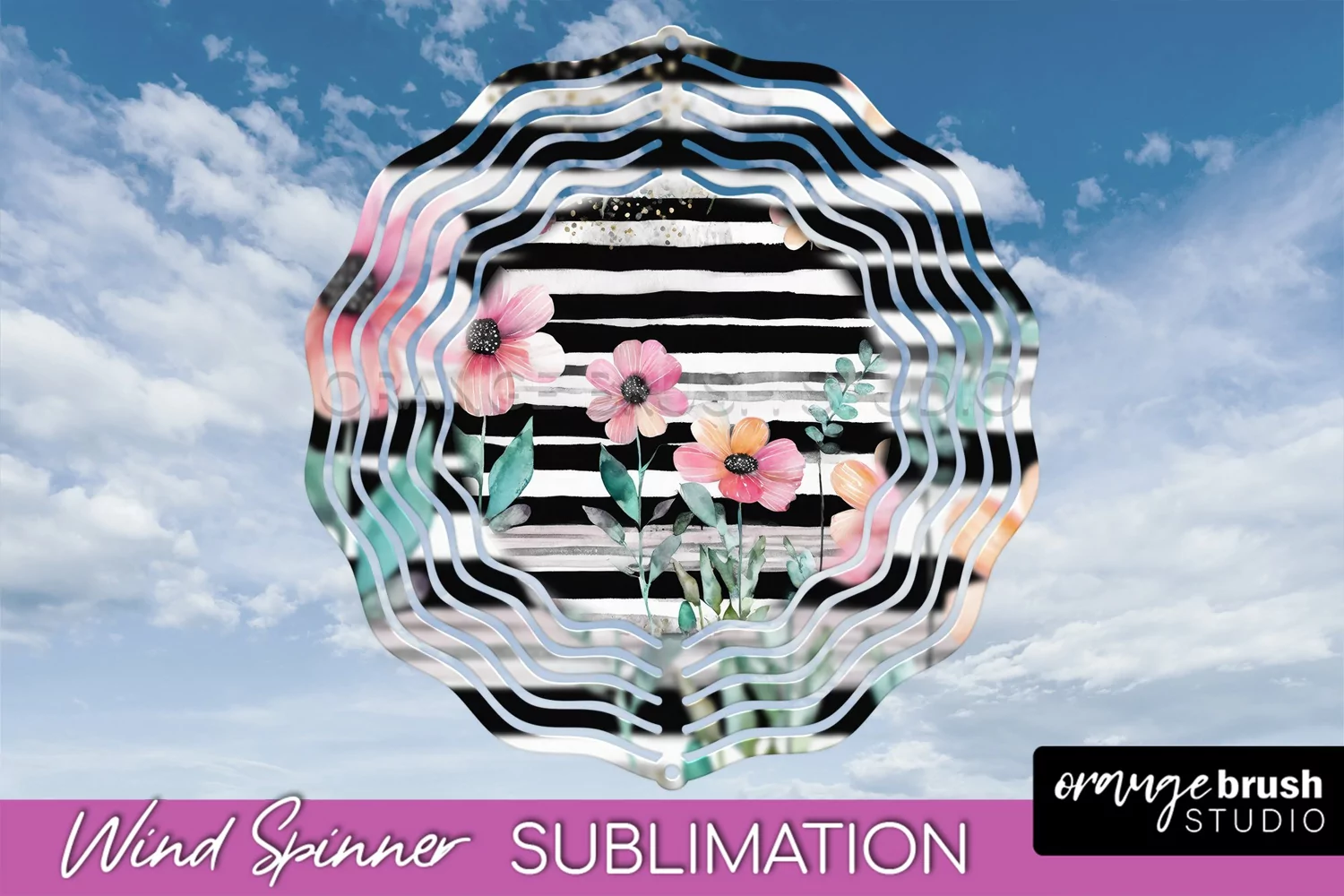 Pink Flowers Wind Spinner - Summer Wind Spinner Sublimation product image 1