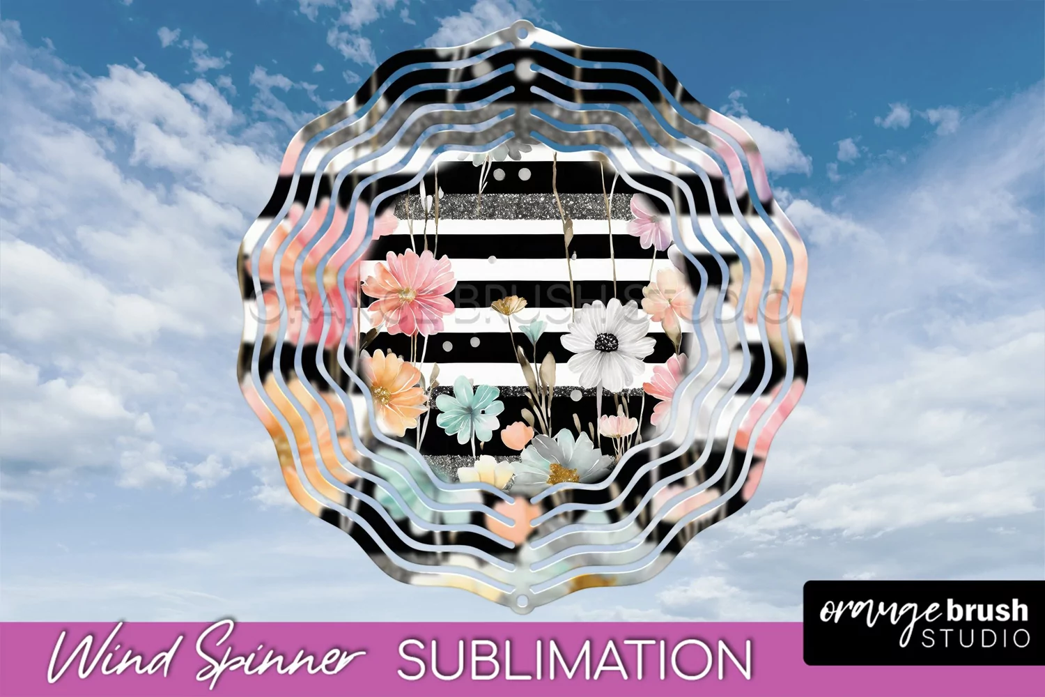 Pink Flowers Wind Spinner - Summer Wind Spinner Sublimation product image 1