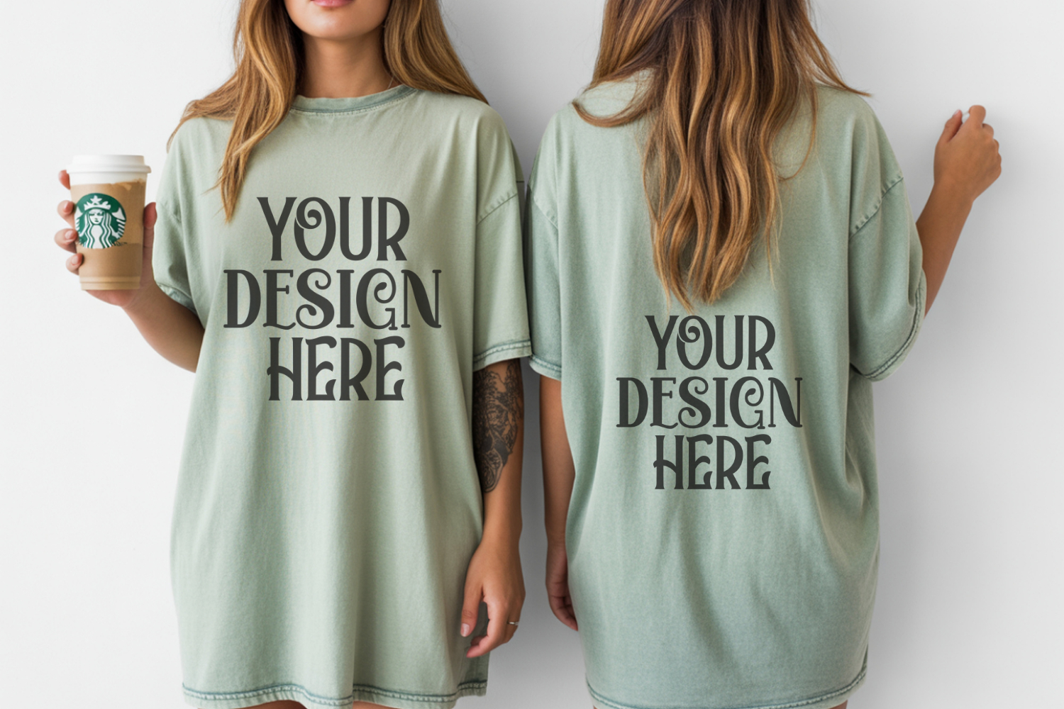Comfort Colors 1717 Chalky Mint Front & back T shirt mockups product image 1