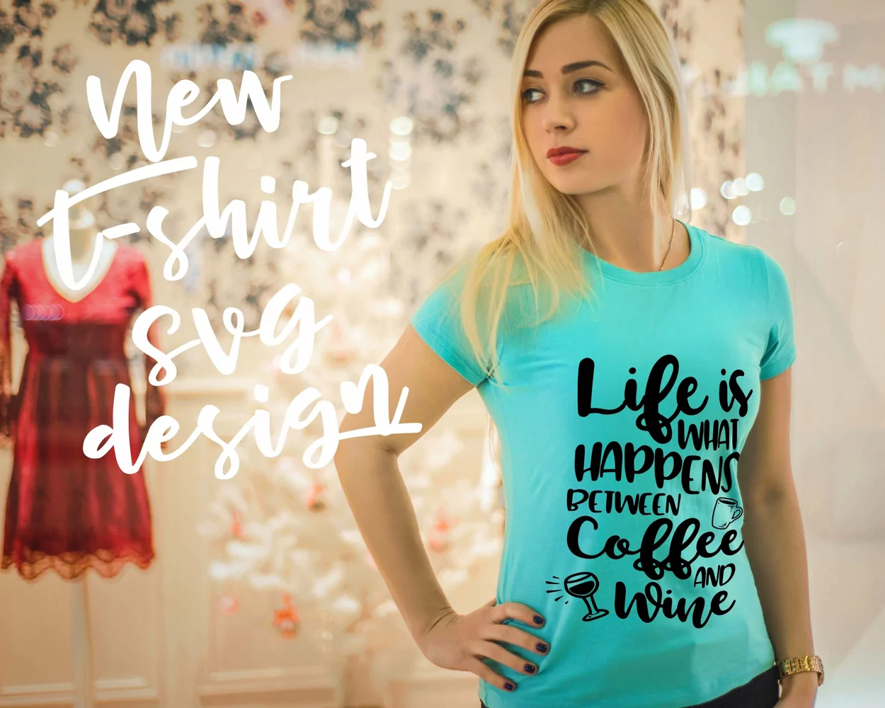 Life is what happens between coffee and wine SVG PNG EPS DXF product image 1