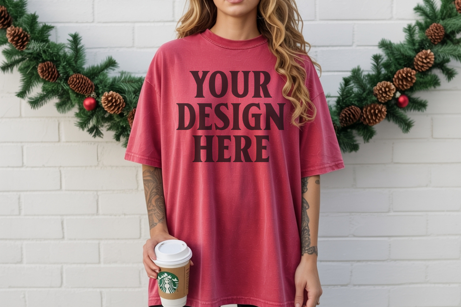 Christmas Comfort Colors 1717 Crimson TShirt Mockup, CC 1717 product image 1