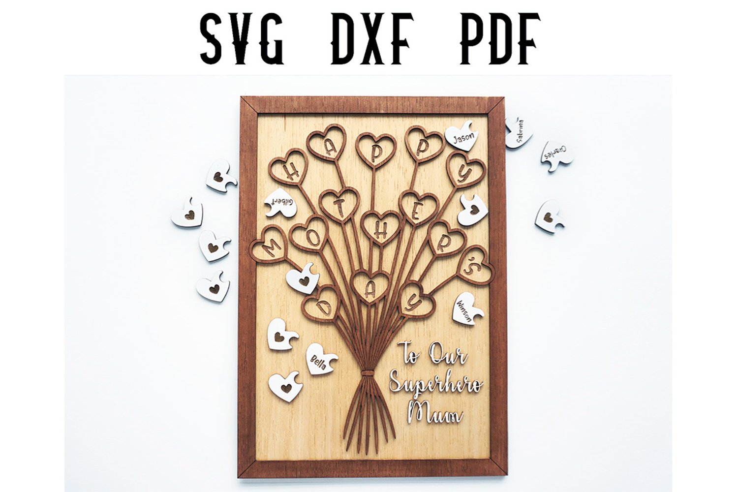 Customizable Mother's Day Flower Bouquet Laser Cut File (1247966) Cut