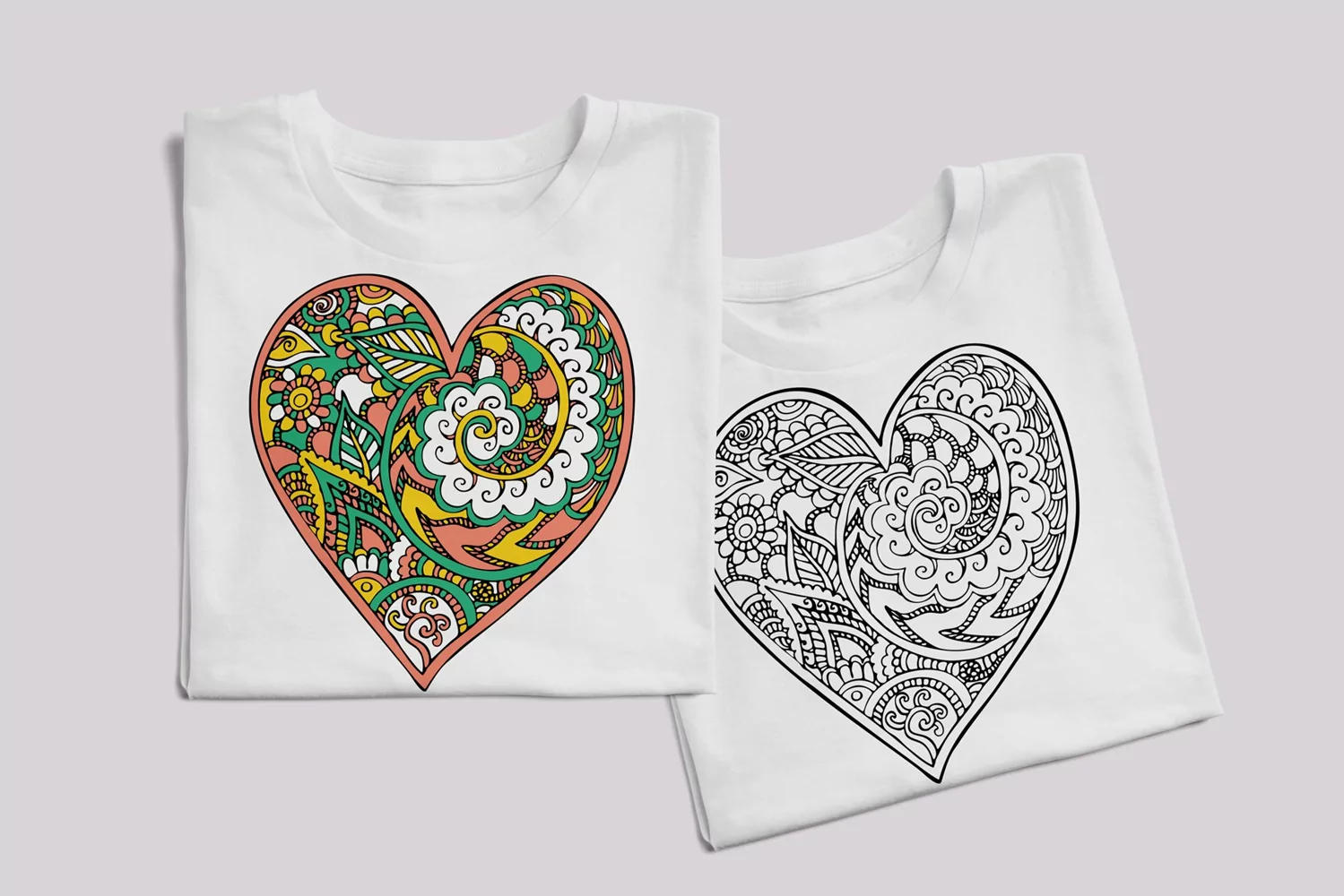 Mandala hearts - 2 outline hearts designs SVG, JPG, PNG product image 1