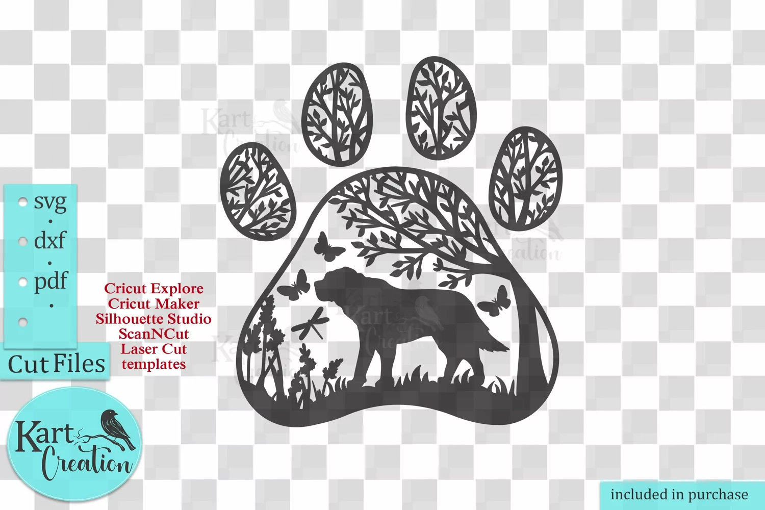 Saint Bernard Paw round sign svg dxf pdf cut out file product image 1