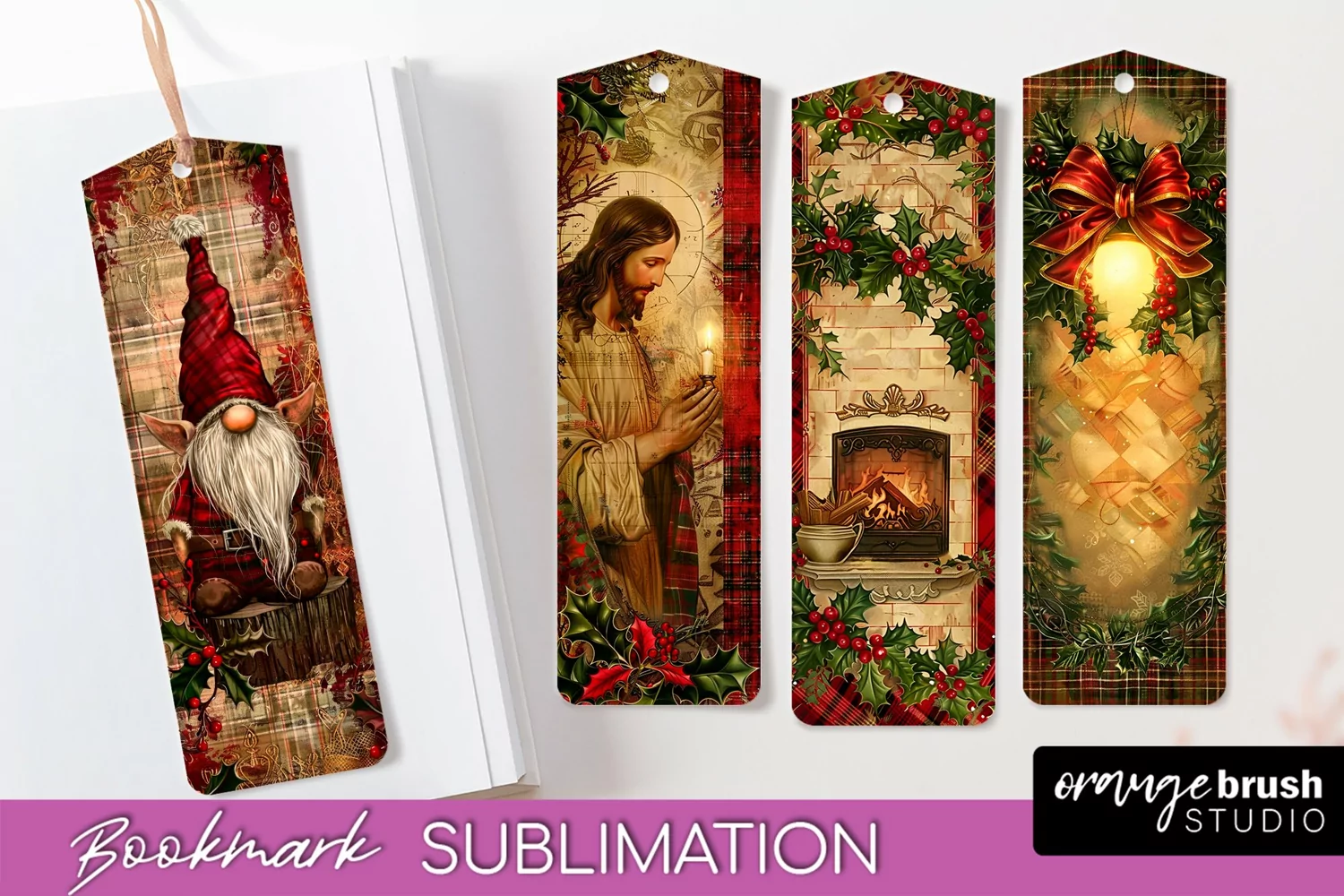 Vintage Christmas Bookmark - Retro Christmas Bookmarks PNG product image 1