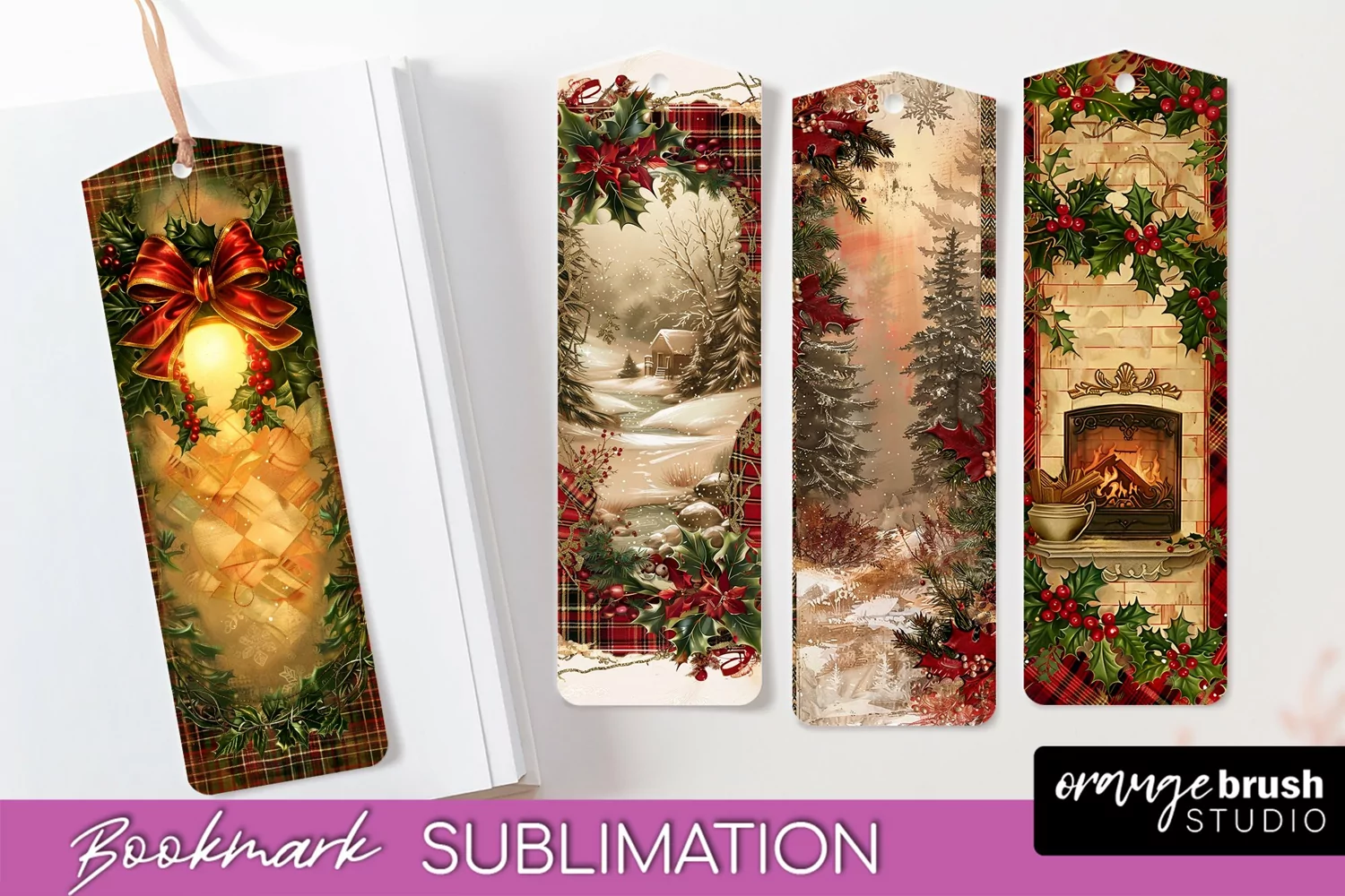 Vintage Christmas Bookmark - Retro Christmas Bookmarks PNG product image 1