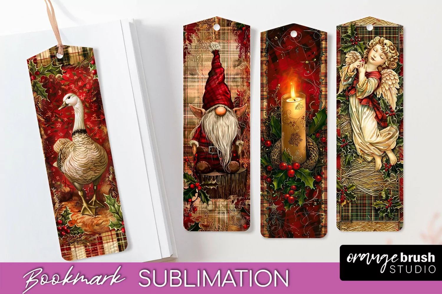 Vintage Christmas Bookmark - Retro Christmas Bookmarks PNG product image 1