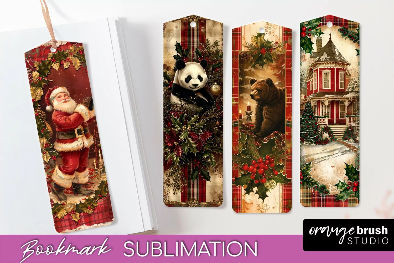 Vintage Christmas Bookmark - Retro Christmas Bookmarks PNG product image 1
