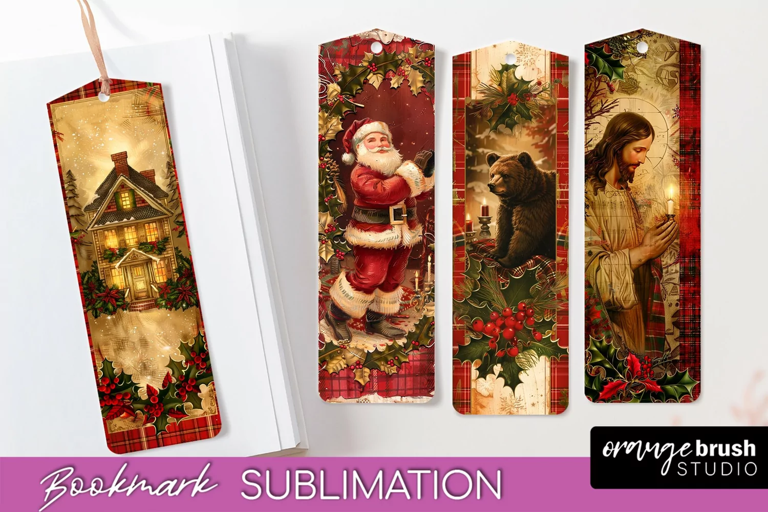 Vintage Christmas Bookmark - Retro Christmas Bookmarks PNG product image 1