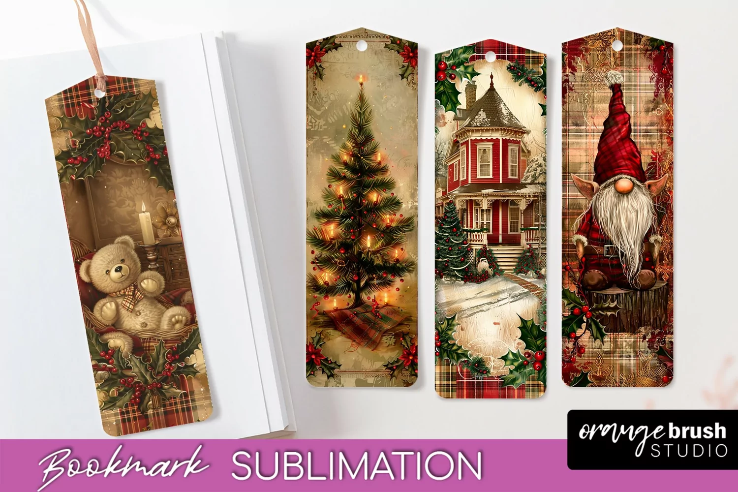 Vintage Christmas Bookmark - Retro Christmas Bookmarks PNG product image 1