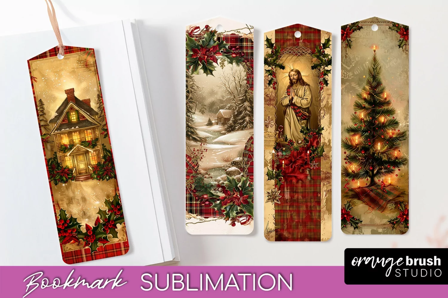 Vintage Christmas Bookmark - Retro Christmas Bookmarks PNG product image 1