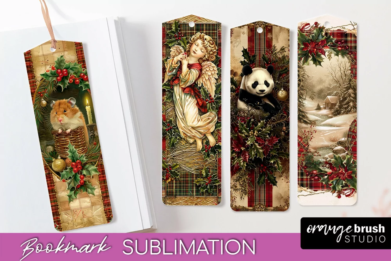 Vintage Christmas Bookmark - Retro Christmas Bookmarks PNG product image 1