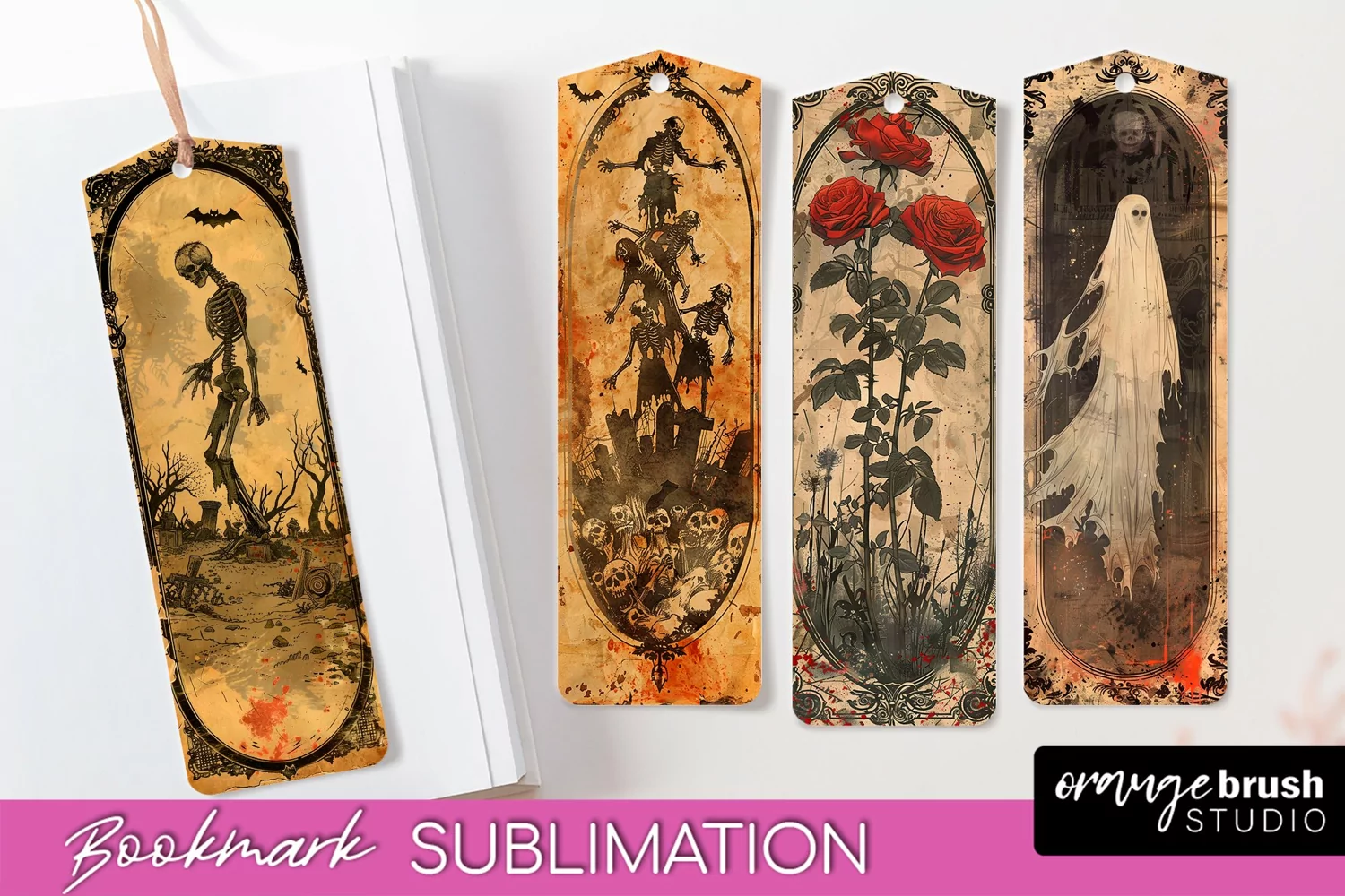 Vintage Halloween Bookmark - Printable Scrapbook Bookmarks product image 1