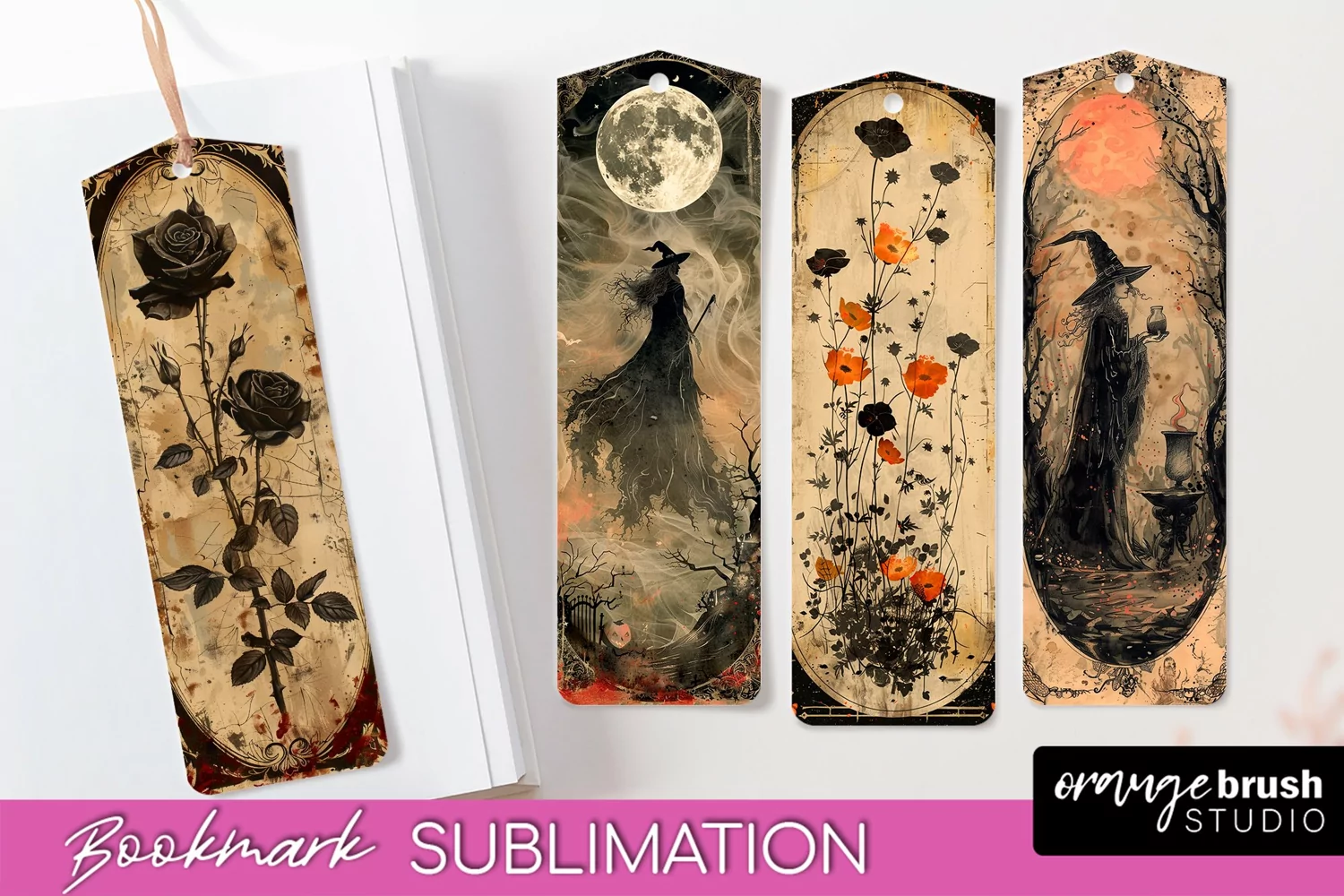 Vintage Halloween Bookmark - Printable Scrapbook Bookmarks product image 1