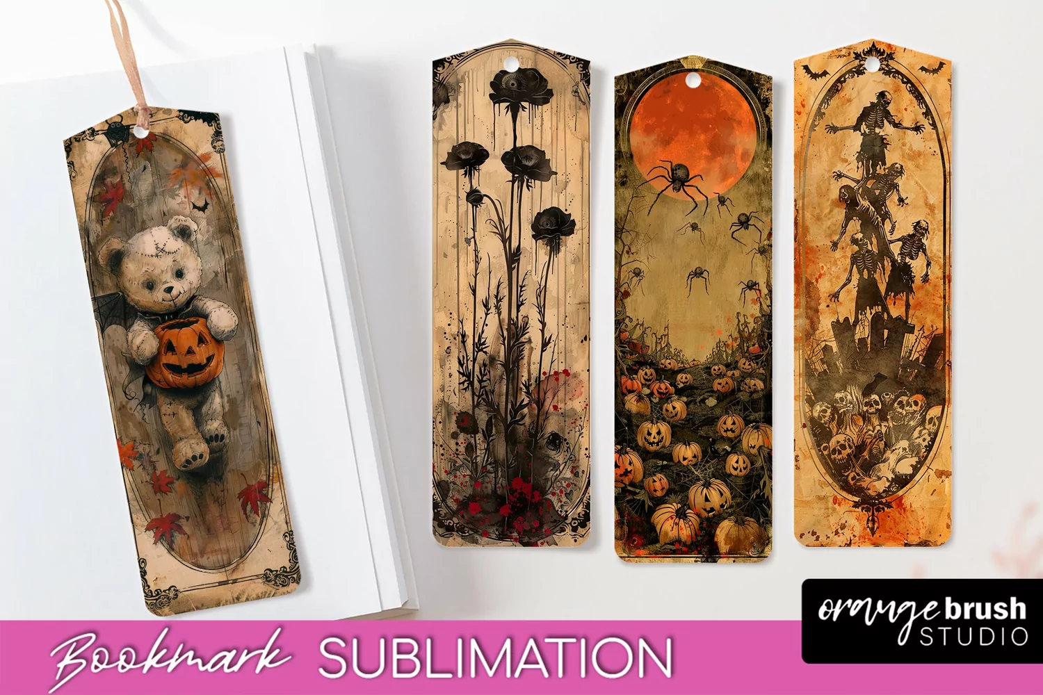 Vintage Halloween Bookmark - Printable Scrapbook Bookmarks product image 1