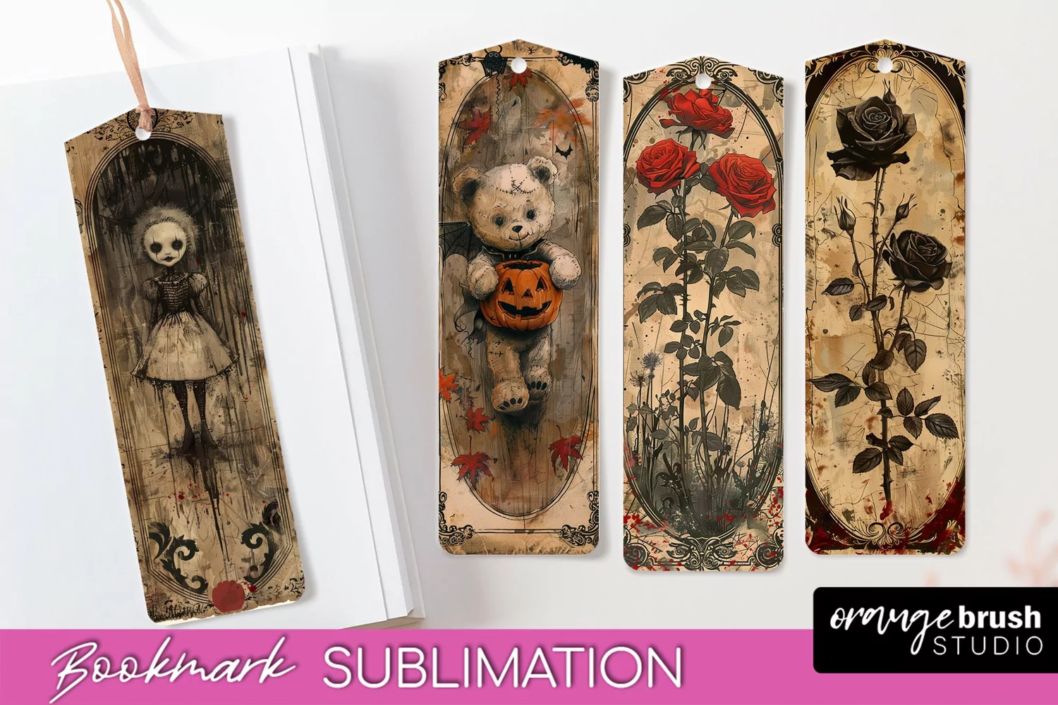 Vintage Halloween Bookmark - Printable Scrapbook Bookmarks product image 1