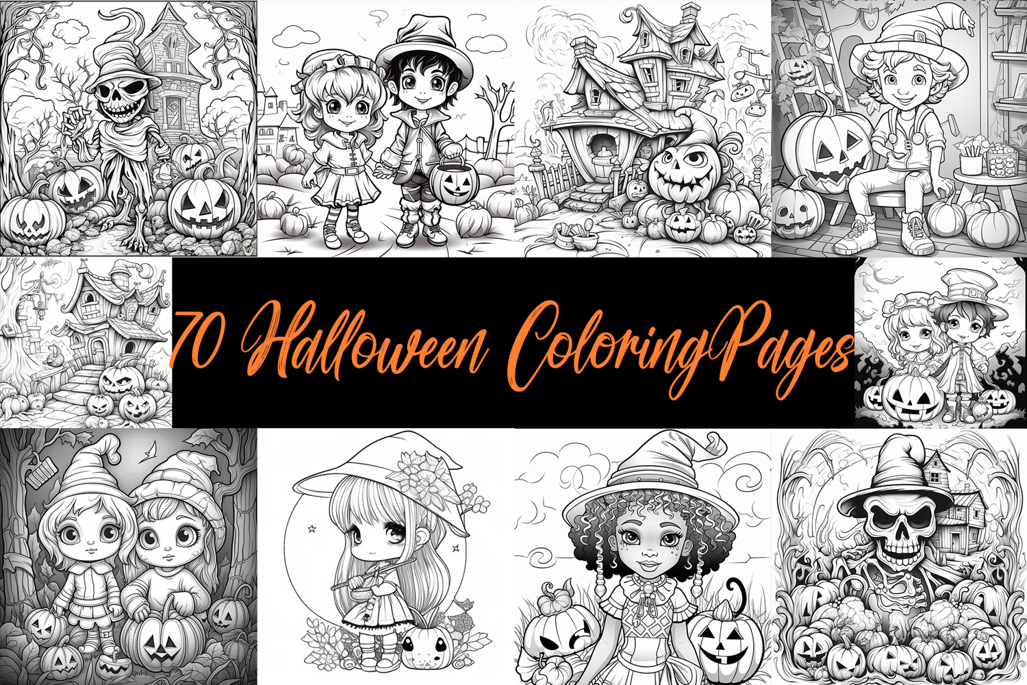 70 Halloween Color Pages Coloring Book JPG Spooky House Kid product image 1
