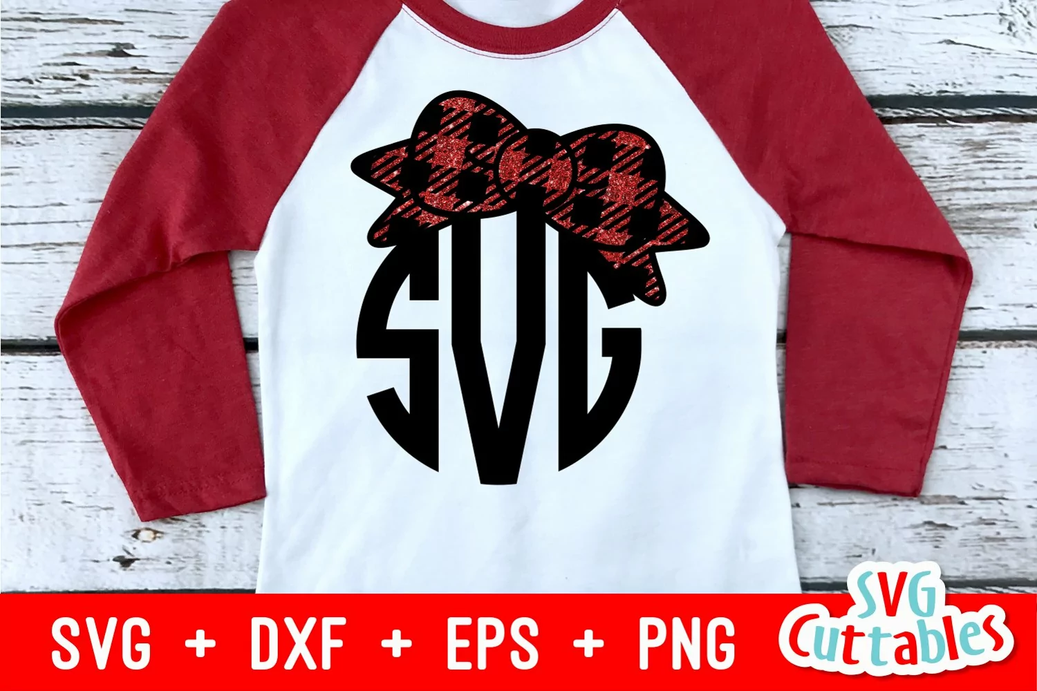 Buffalo Plaid Bow SVG Monogram Frame | Shirt Design product image 1